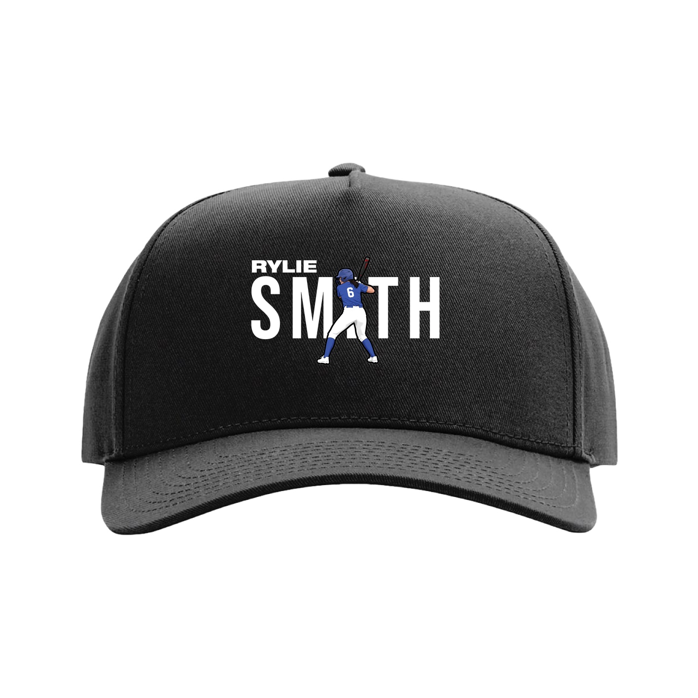 Full Fabric Five-Panel Champ Cap — Player Name in Black