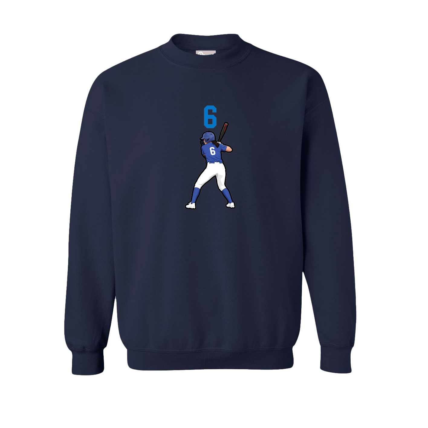 Fleece Crew — Number Top in Navy