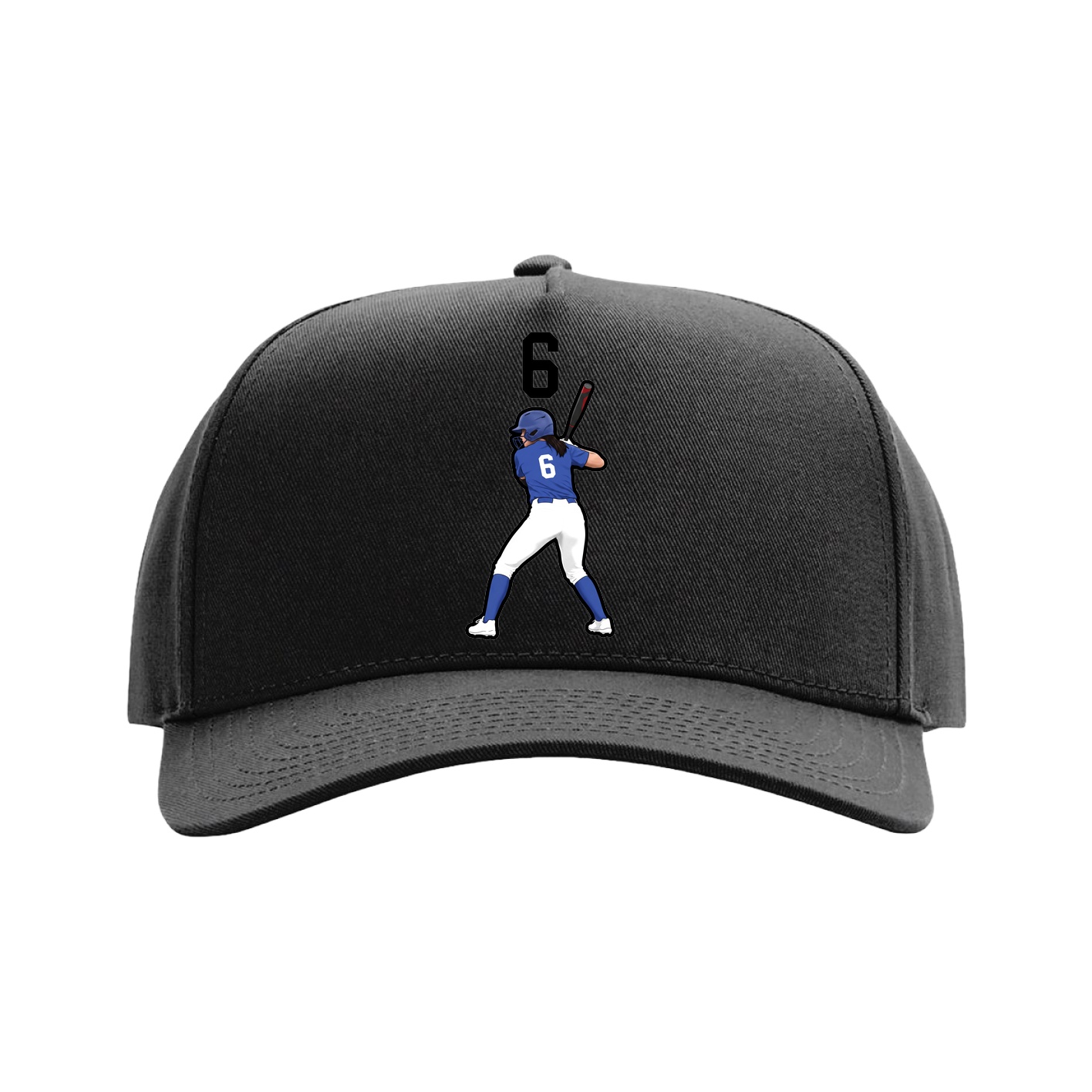 Full Fabric Five-Panel Champ Cap — Number Top in Black