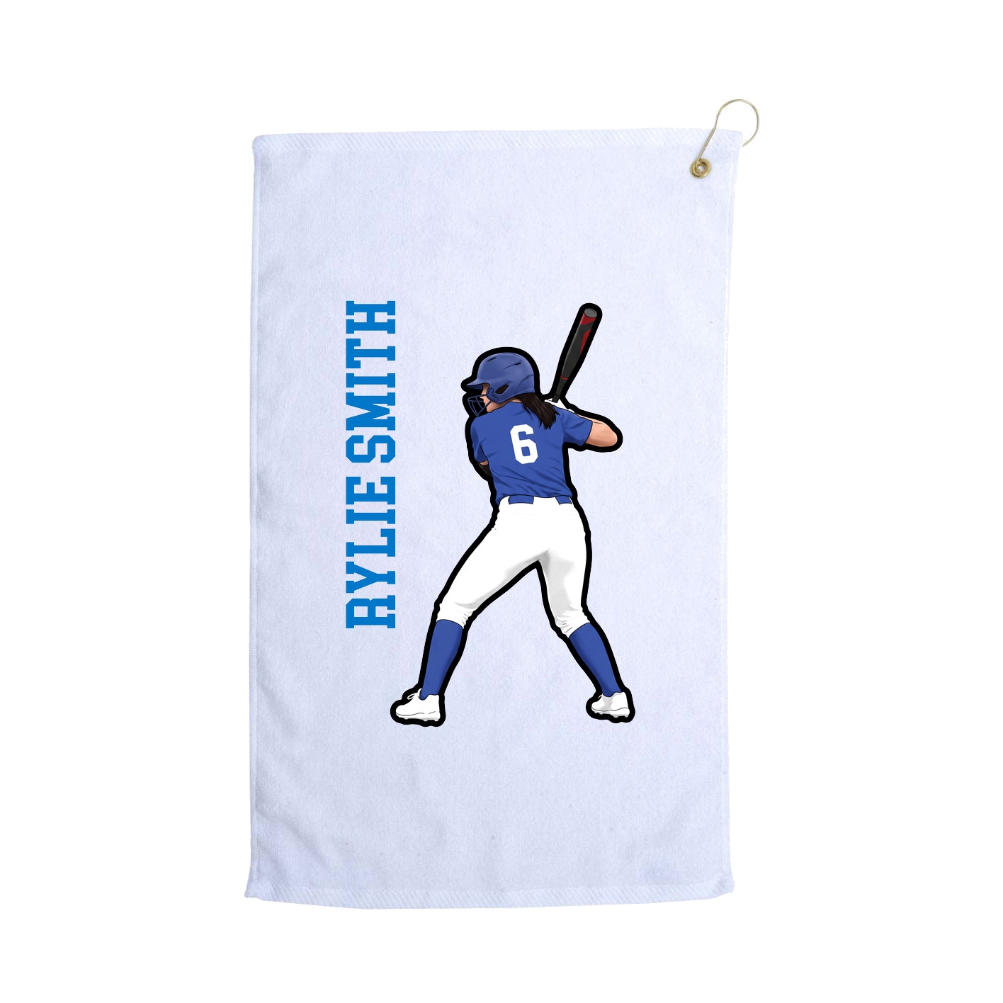 Golf Towel — Name Vertical in White