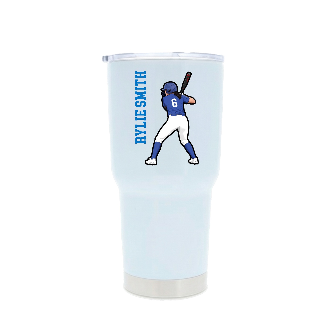 30oz Stainless Steel Tumbler — Name Vertical in White
