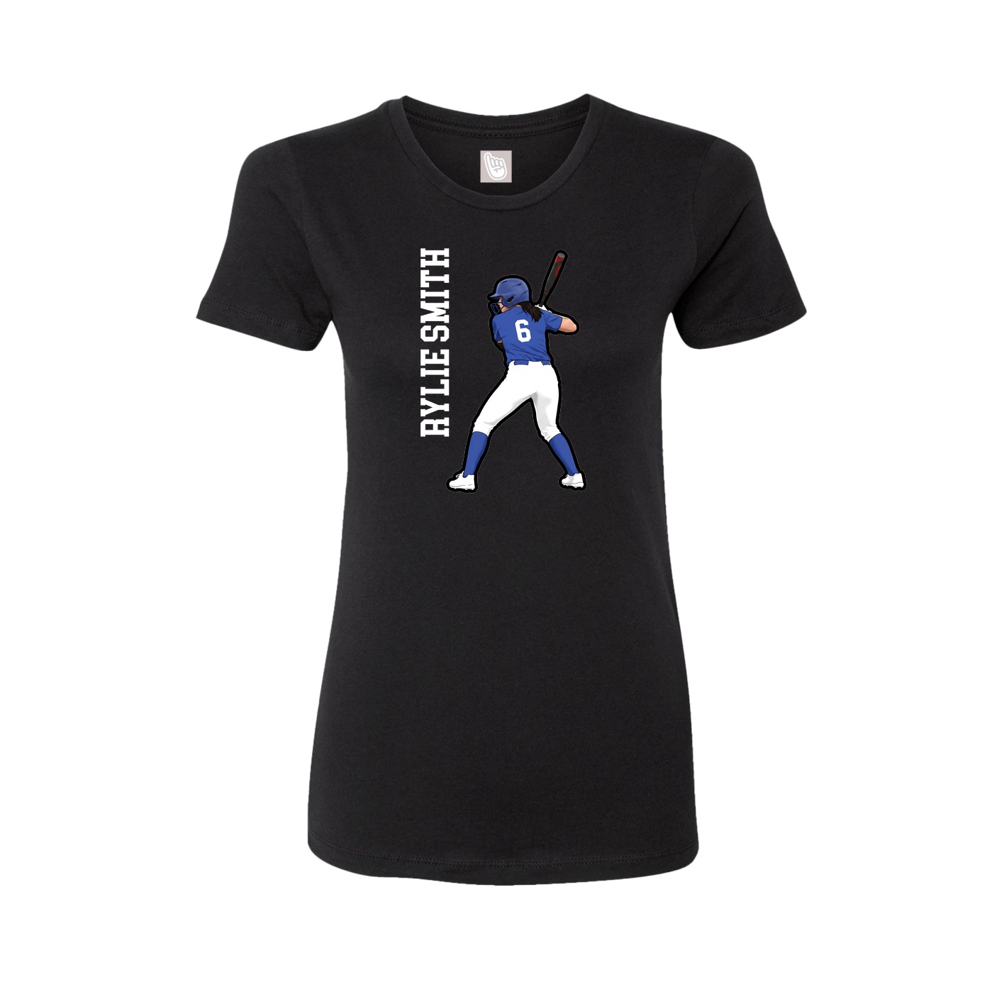 Fitted Women's Tee — Name Vertical in Black