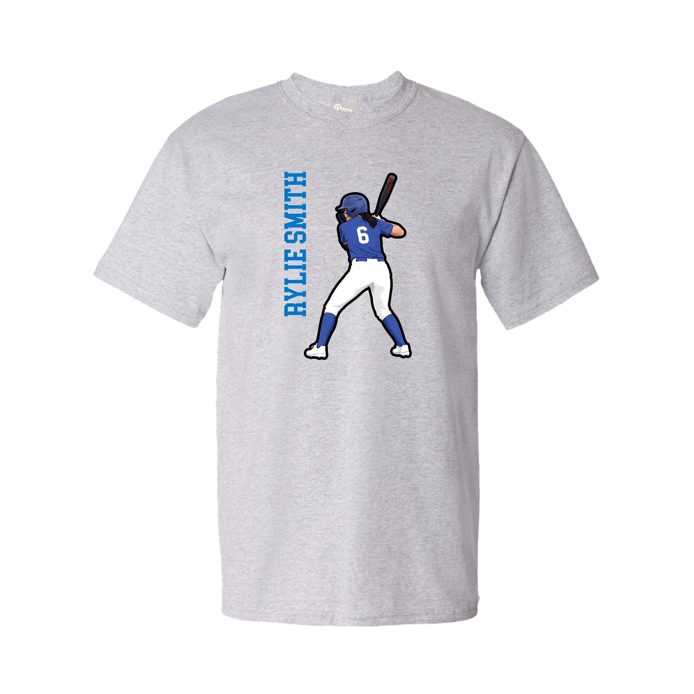 Youth Tee — Name Vertical in Grey