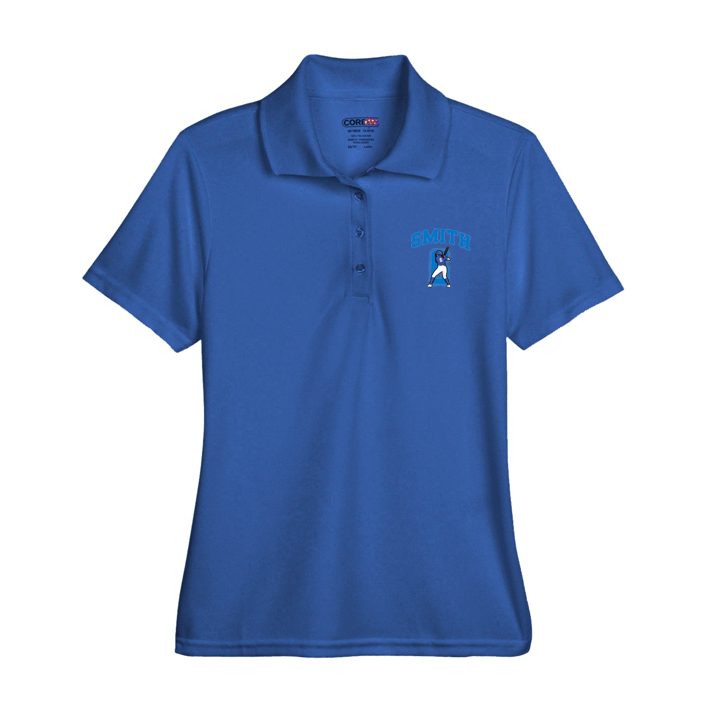 Womens Performance Polo — Number in Royal