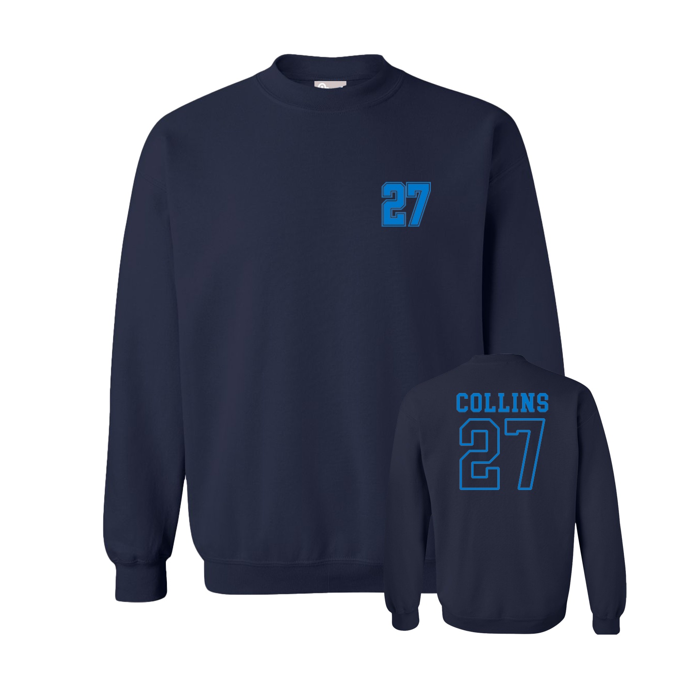 Fleece Crew — Chest Back in Navy