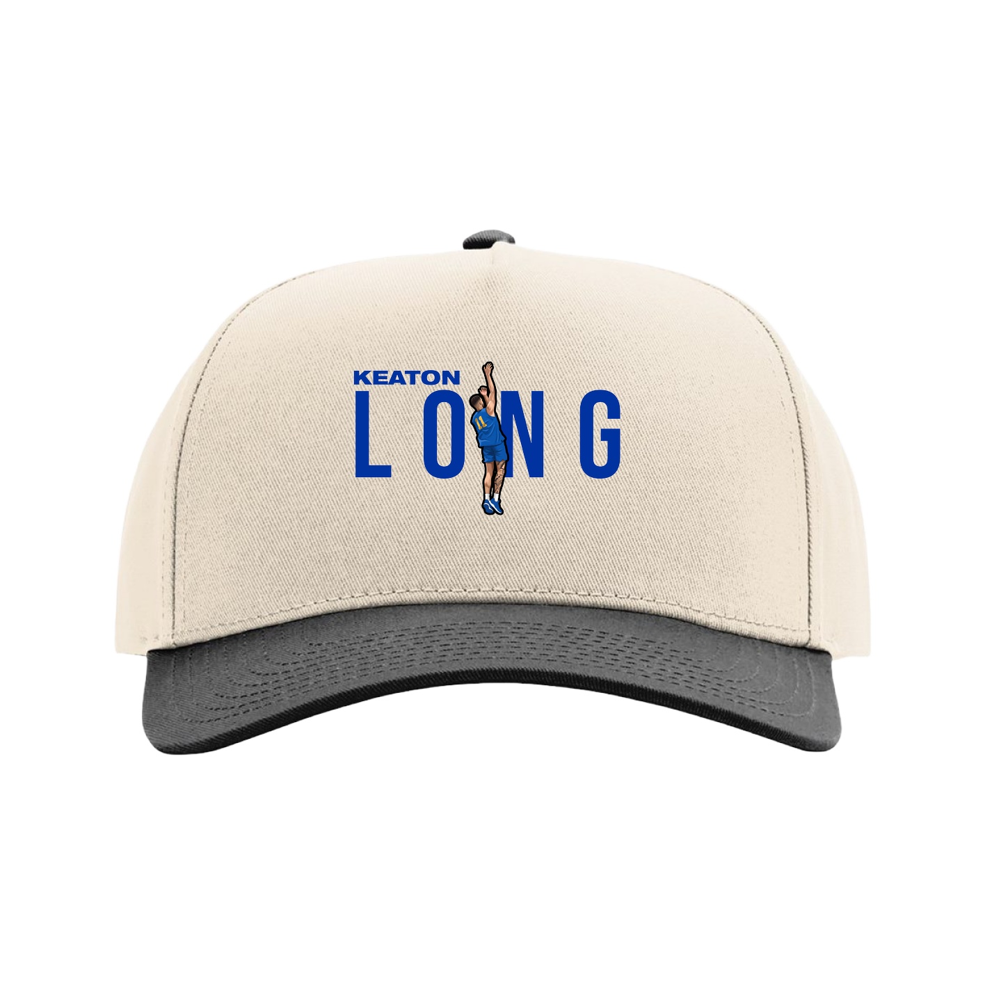 Full Fabric Five-Panel Champ Cap — Player Name in Cream/Black