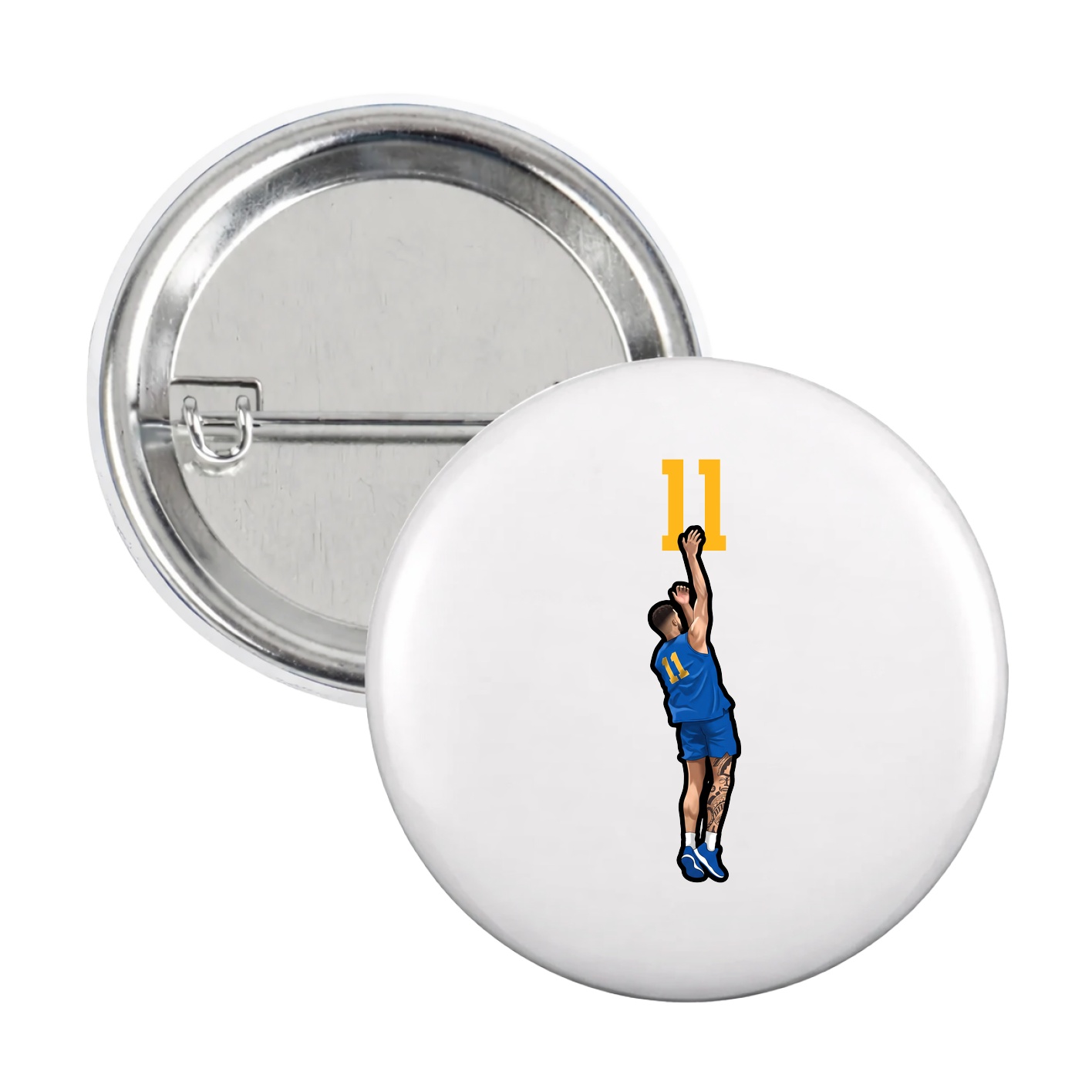 Game Day Button — Number Top in White