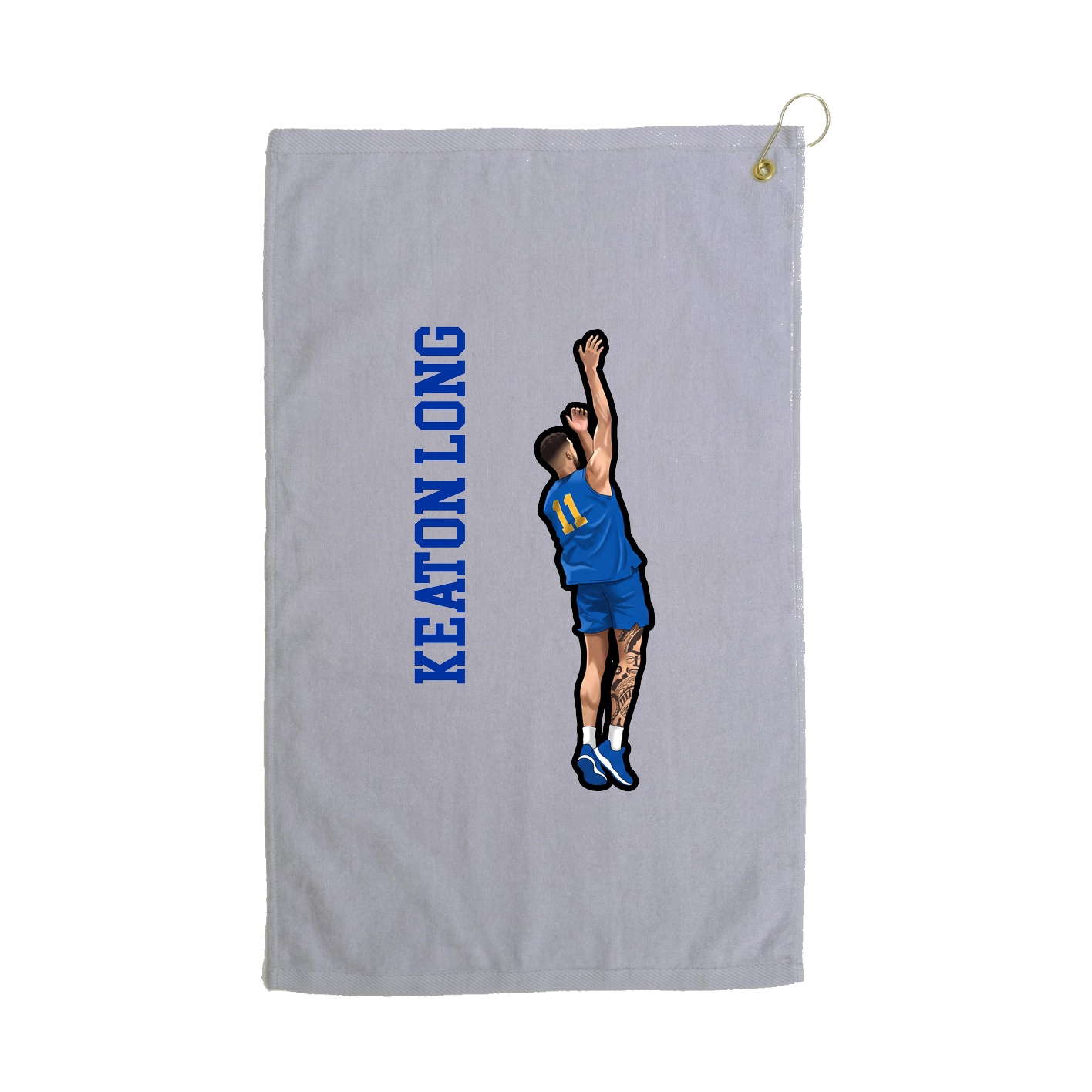Golf Towel — Name Vertical in Grey