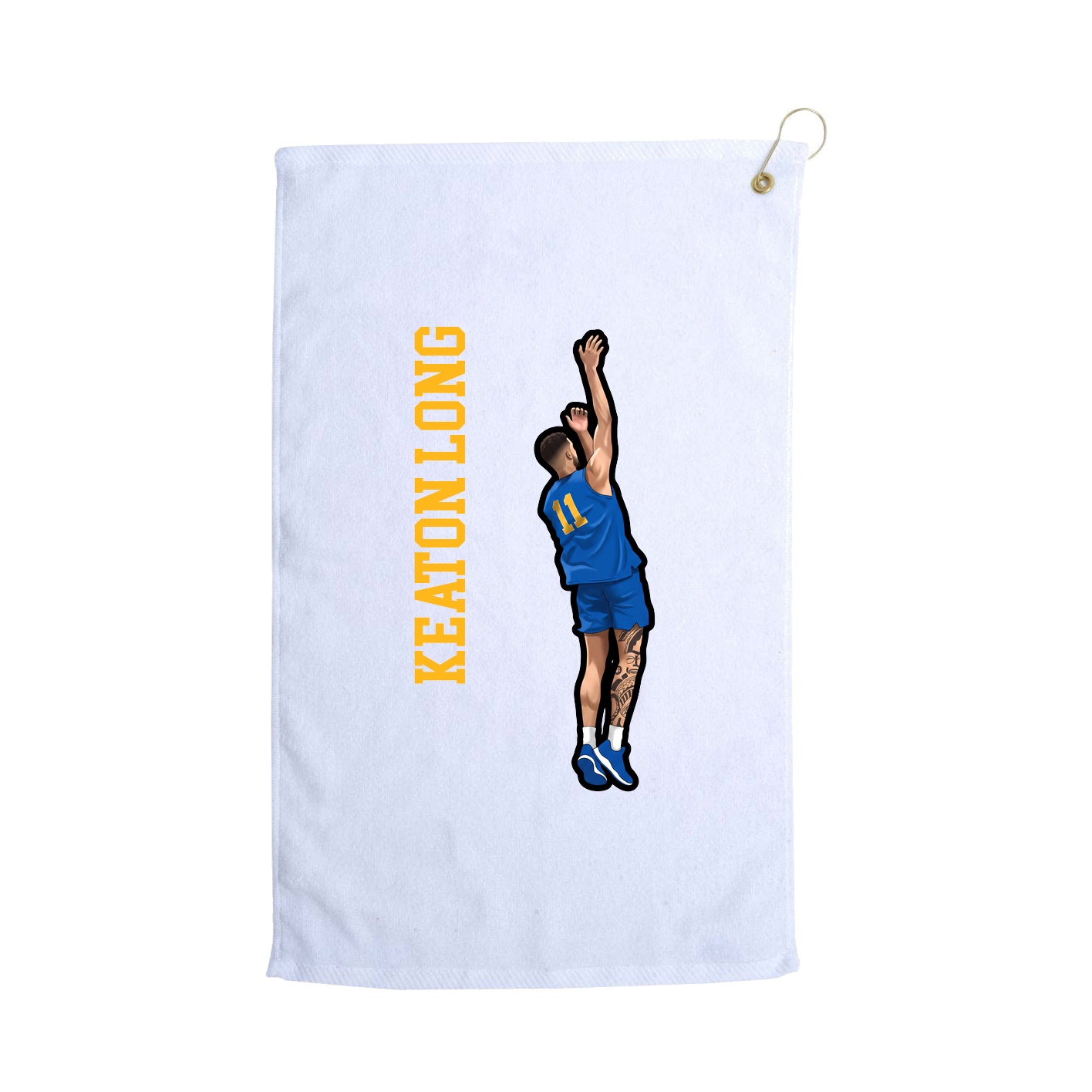 Golf Towel — Name Vertical in White