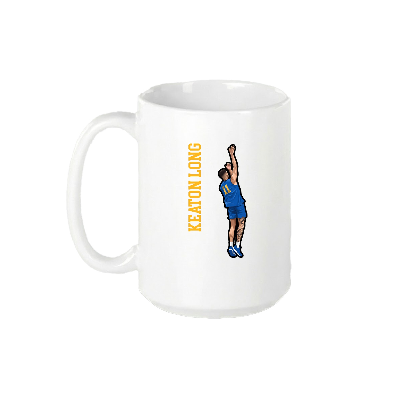15oz Coffee Mug — Name Vertical in White
