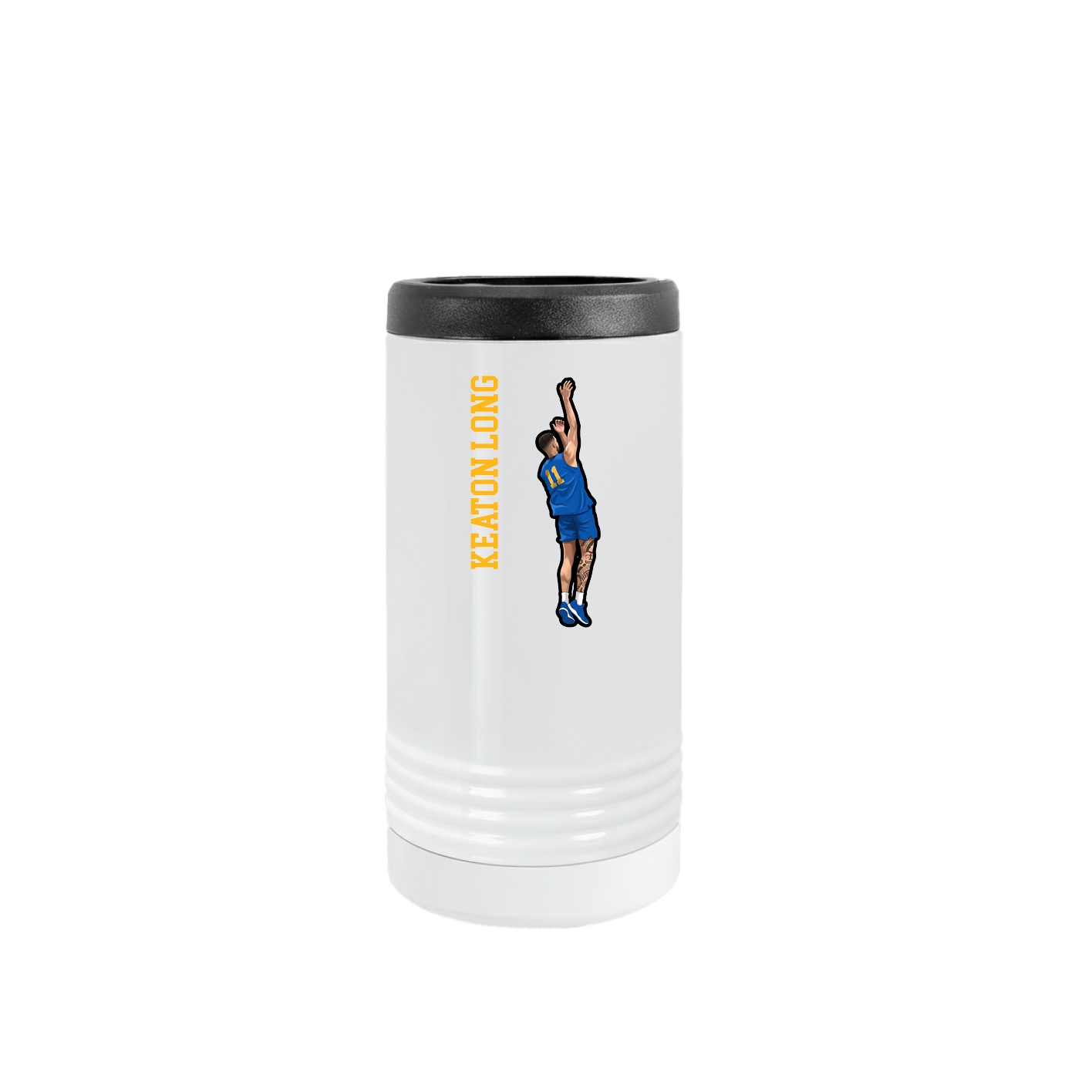 Slim Beverage Holder — Name Vertical in White