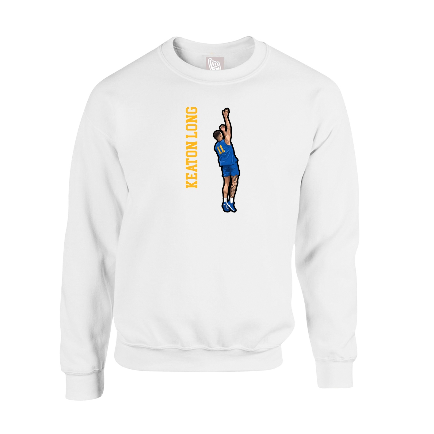 Fleece Crew — Name Vertical in White