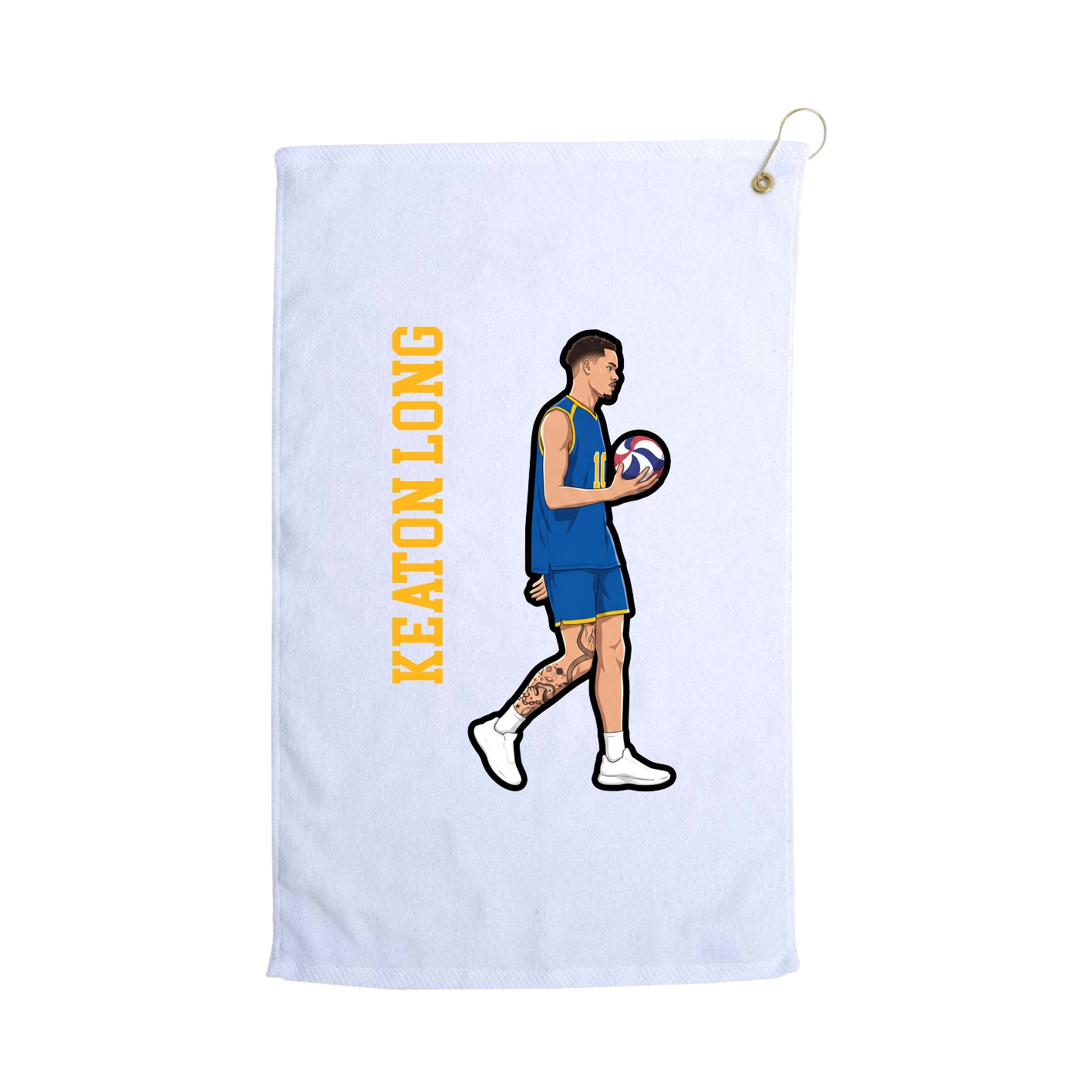 Golf Towel — Name Vertical in White