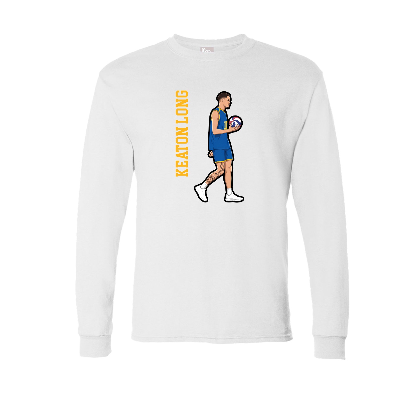 Long Sleeve Tee — Name Vertical in White