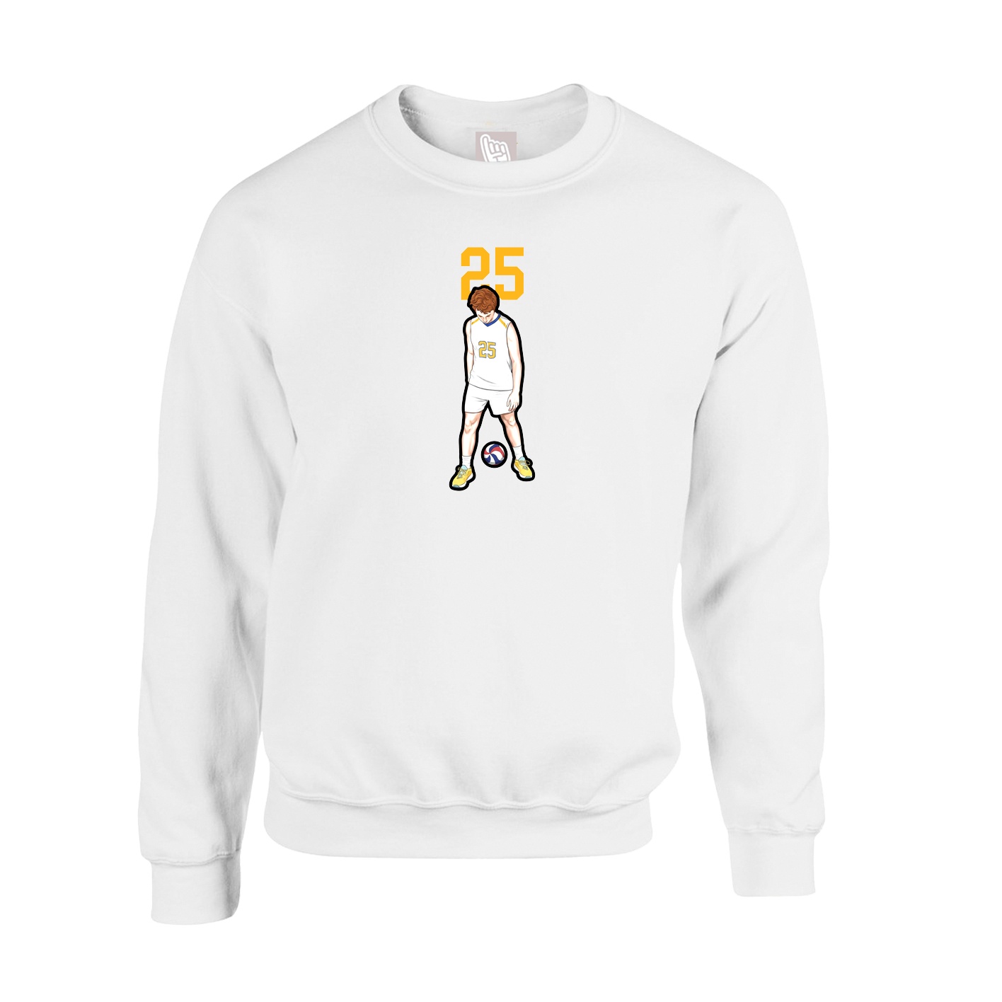 Fleece Crew — Number Top in White