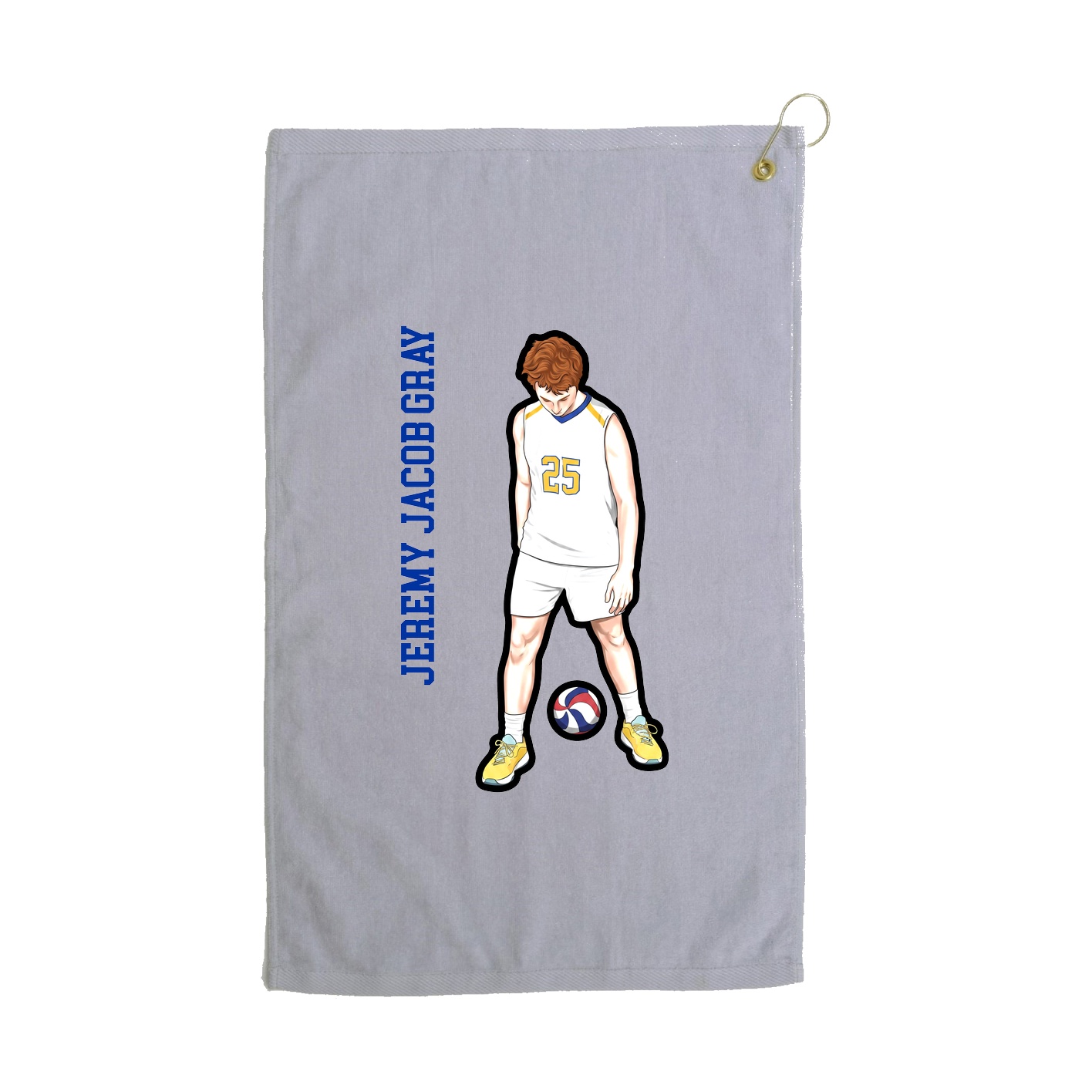 Golf Towel — Name Vertical in Grey