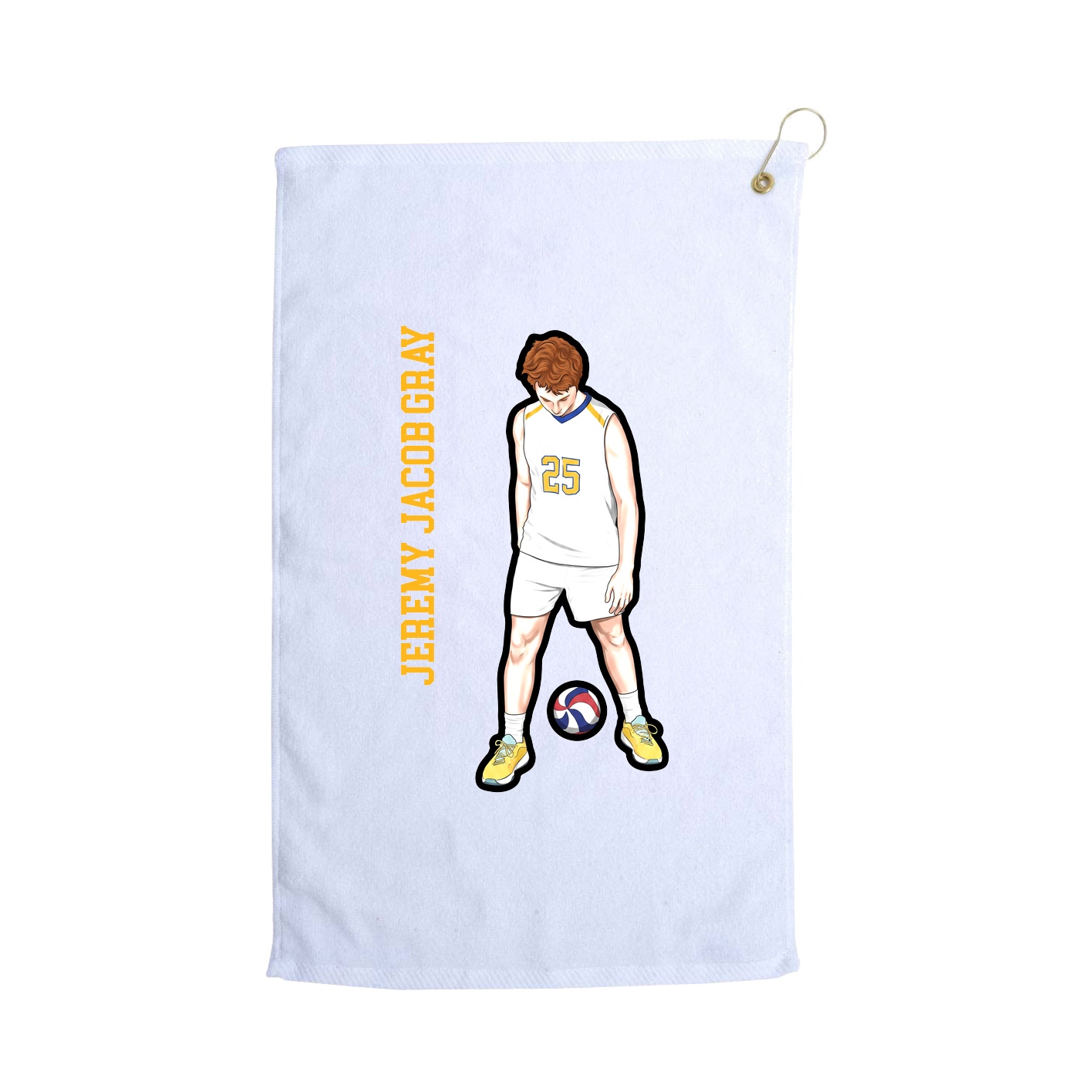Golf Towel — Name Vertical in White