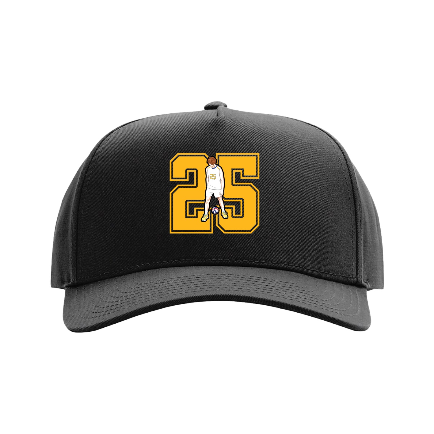 Full Fabric Five-Panel Champ Cap — Number in Black