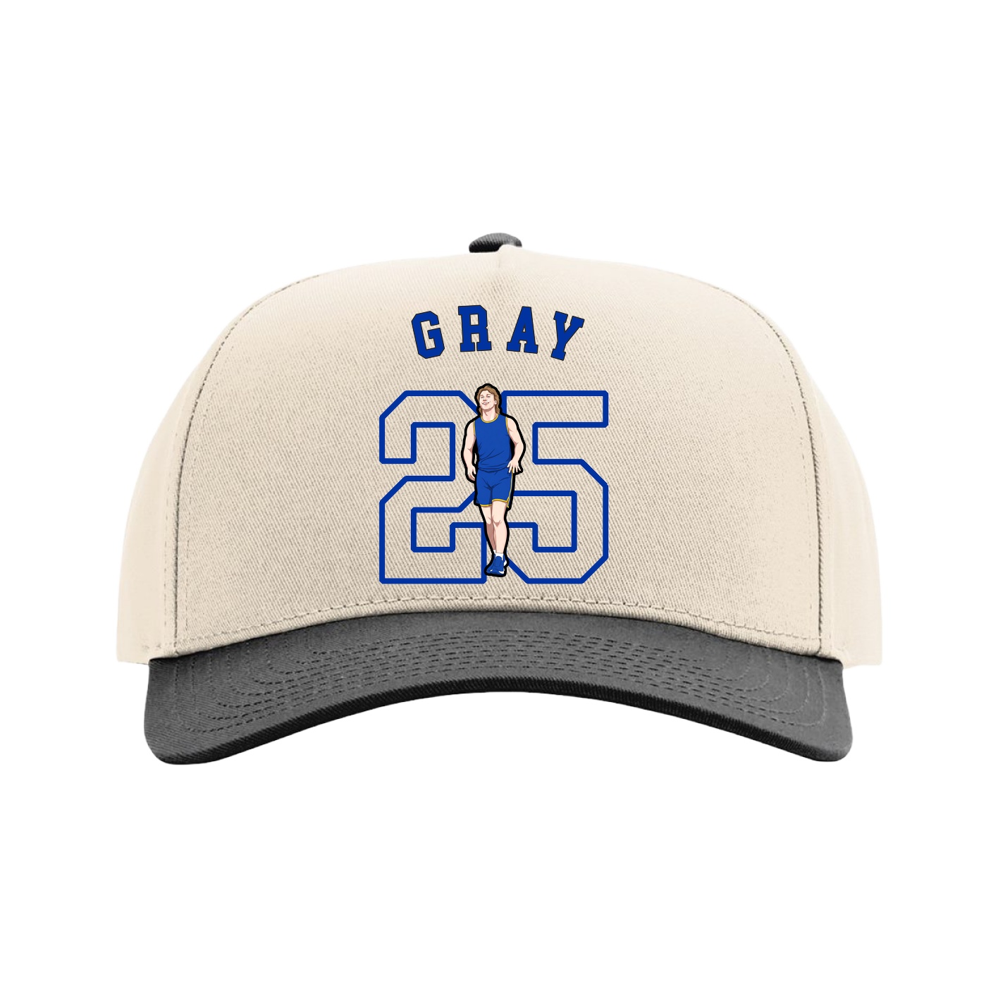 Full Fabric Five-Panel Champ Cap — Shirsey Arch in Cream/Black