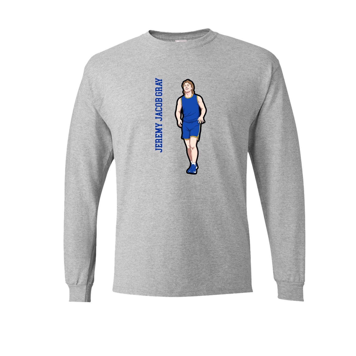 Long Sleeve Tee — Name Vertical in Grey