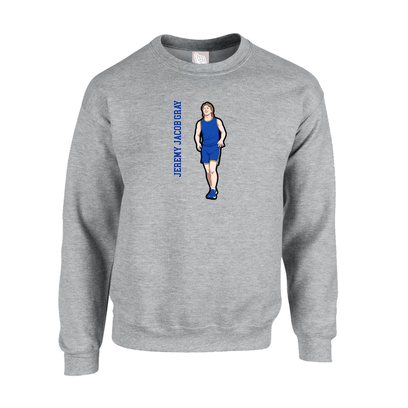 Fleece Crew — Name Vertical in Grey