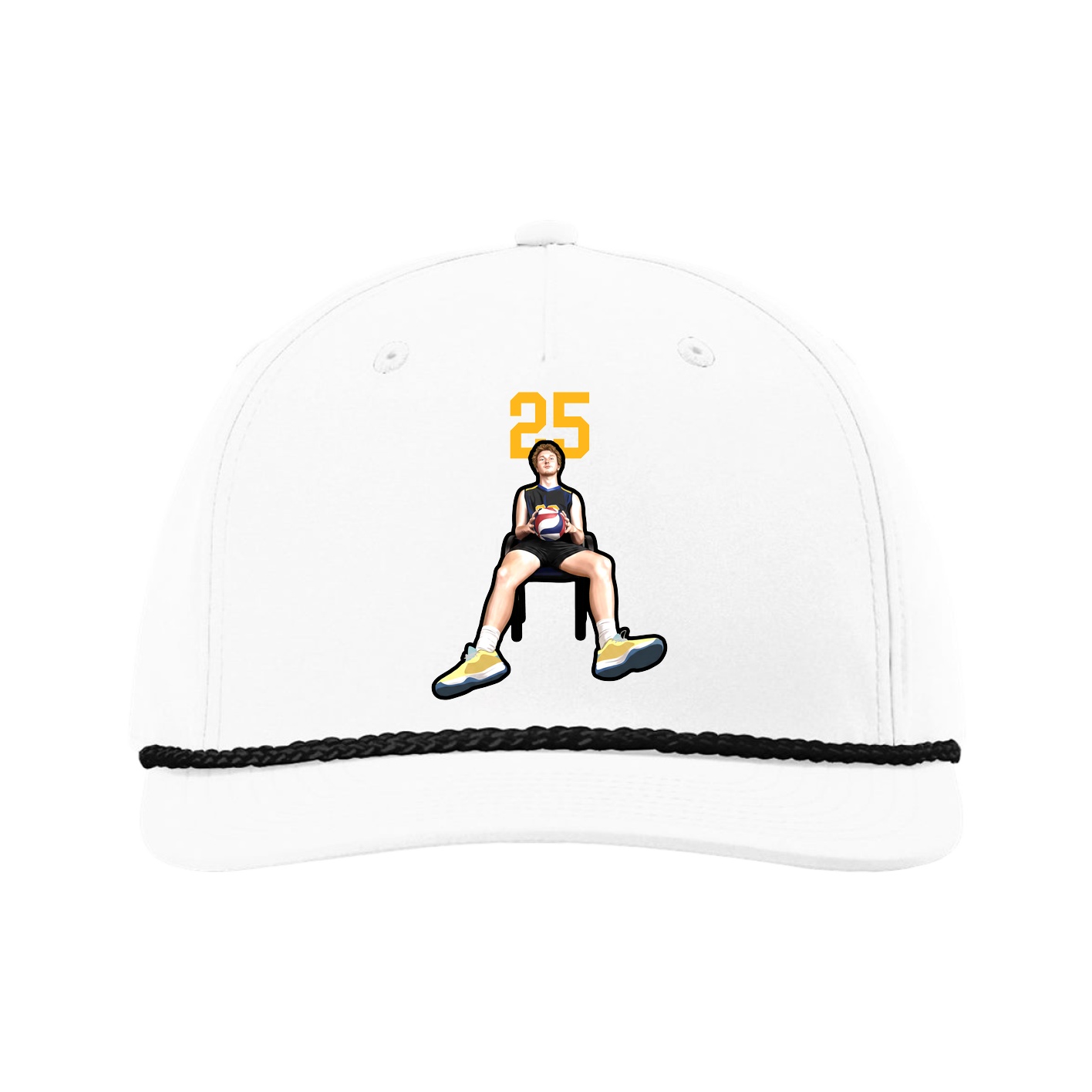 Five-Panel Classic Rope Cap — Number Top in White