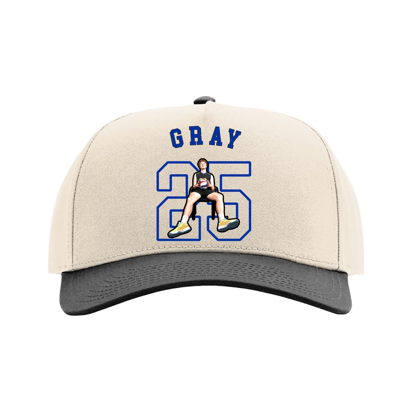 Full Fabric Five-Panel Champ Cap — Shirsey Arch in Cream/Black