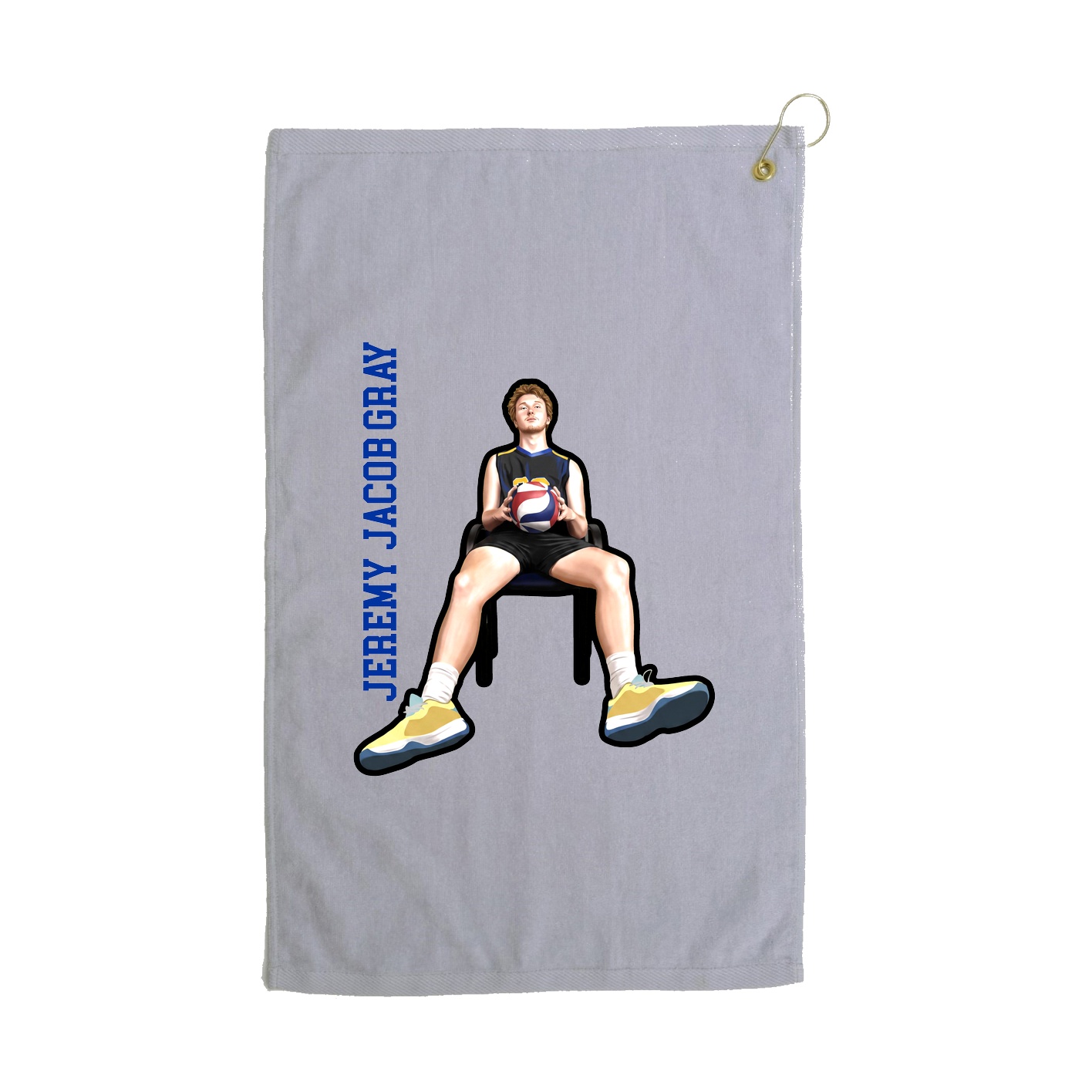 Golf Towel — Name Vertical in Grey