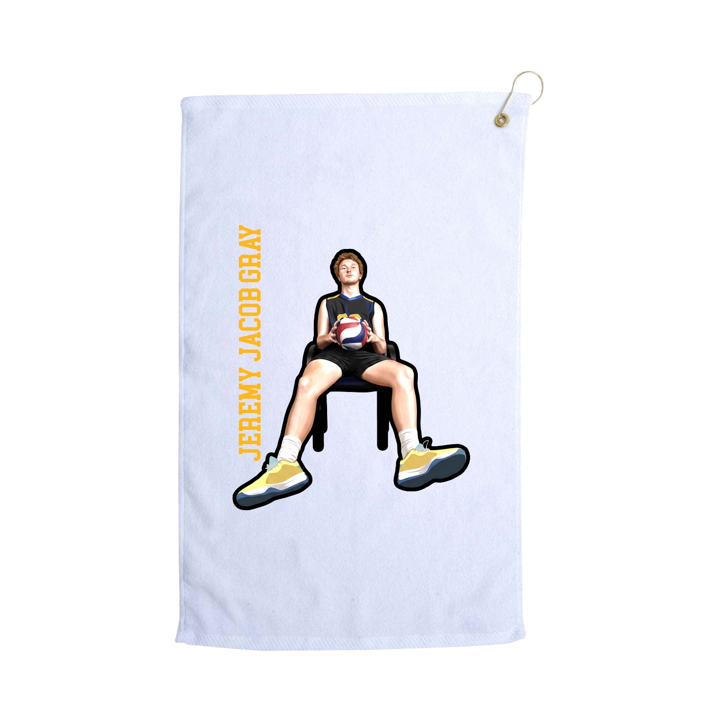 Golf Towel — Name Vertical in White