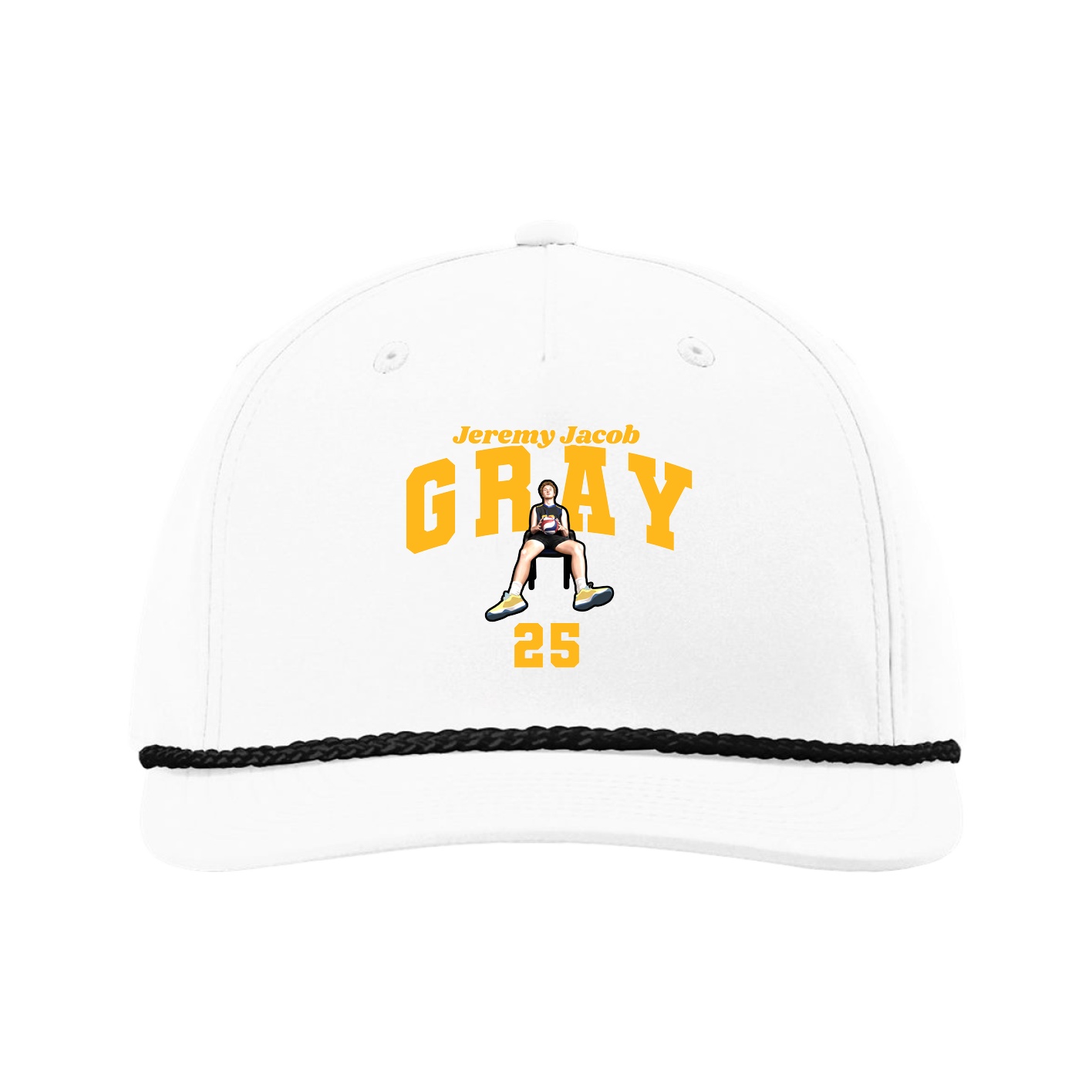 Five-Panel Classic Rope Cap — Signature Arch in White
