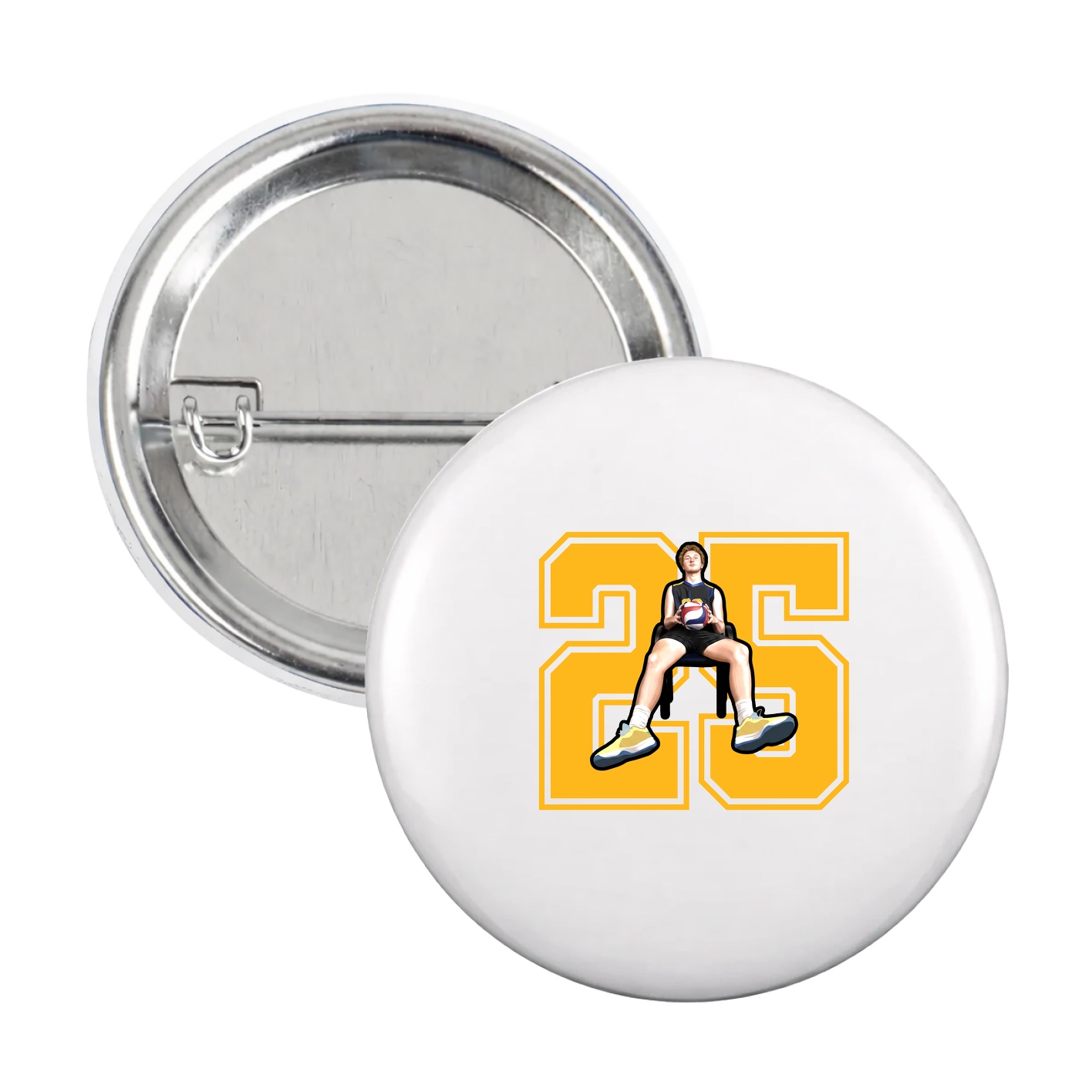 Game Day Button — Number in White