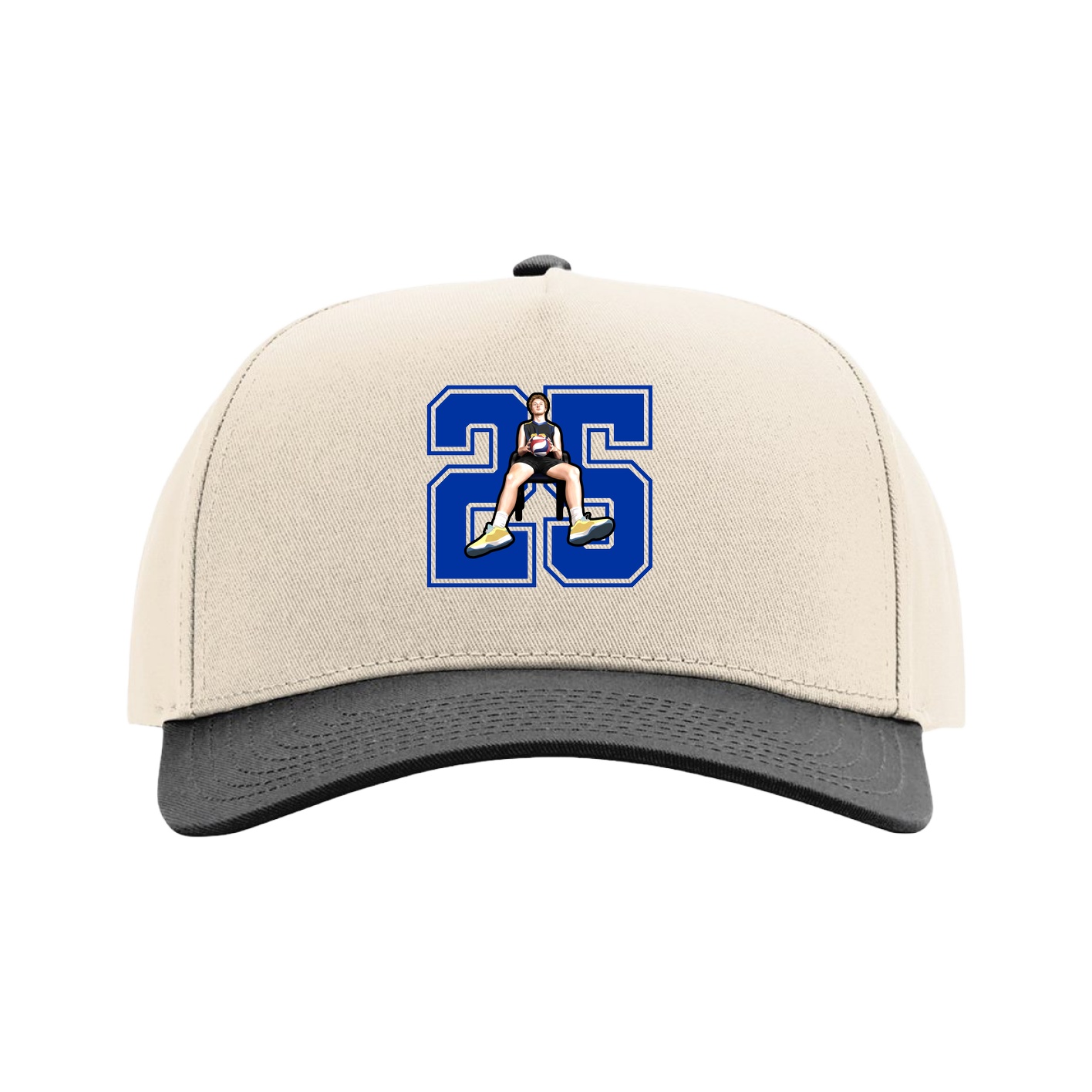 Full Fabric Five-Panel Champ Cap — Number in Cream/Black