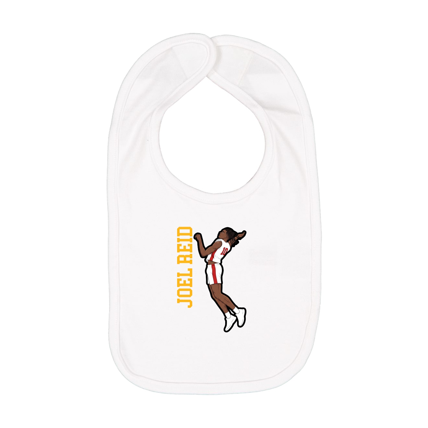 Infant Bib — Name Vertical in White