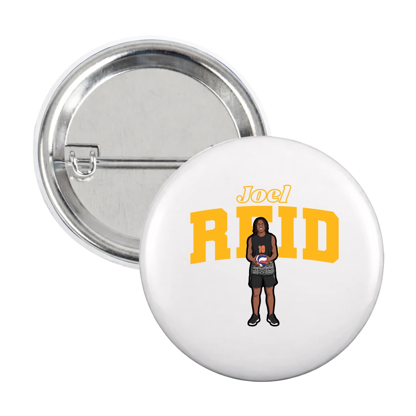 Game Day Button — Name Arch in White