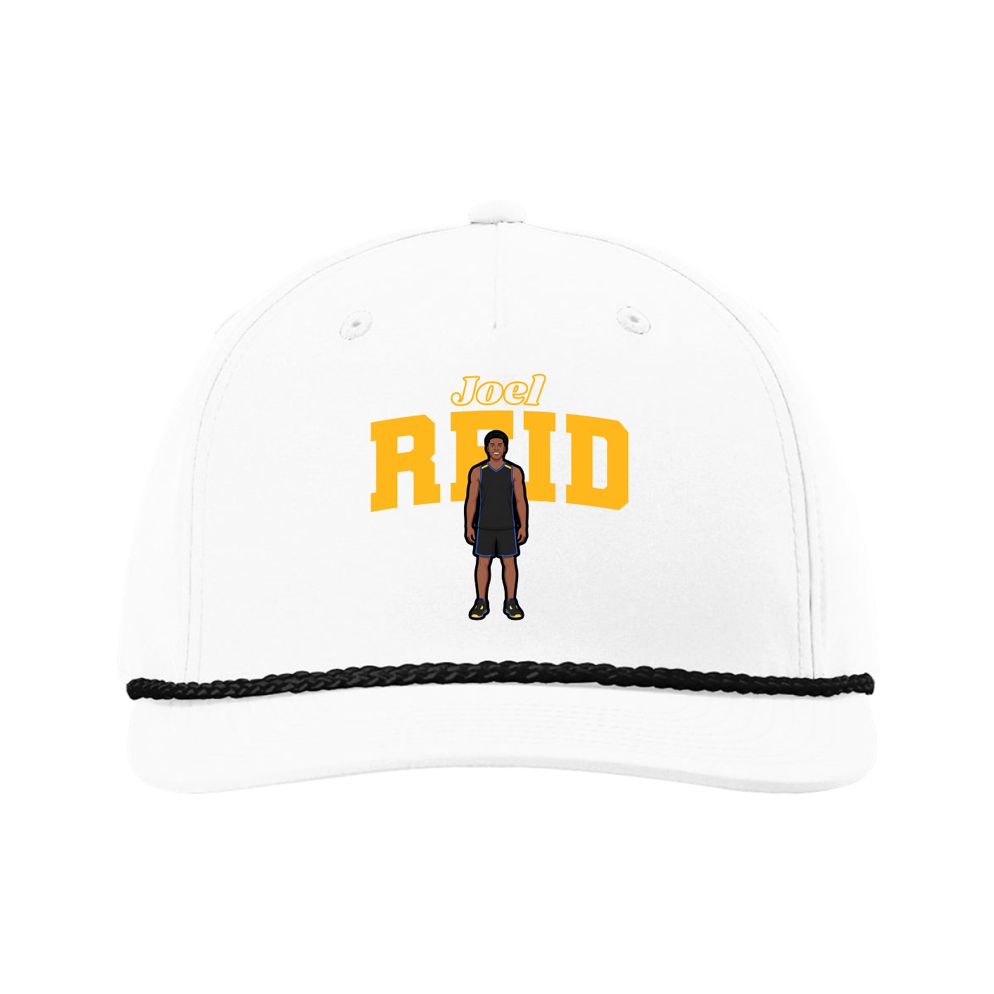 Five-Panel Classic Rope Cap — Name Arch in White