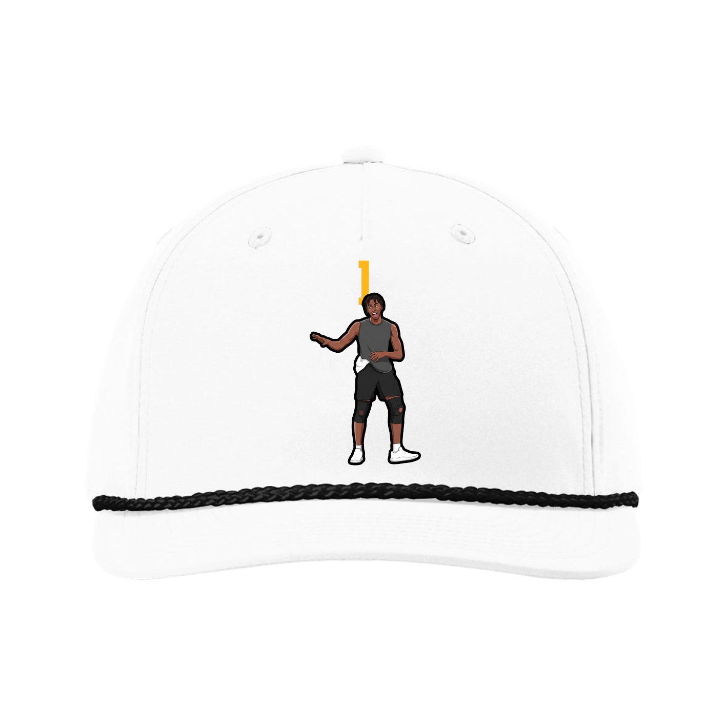 Five-Panel Classic Rope Cap — Number Top in White