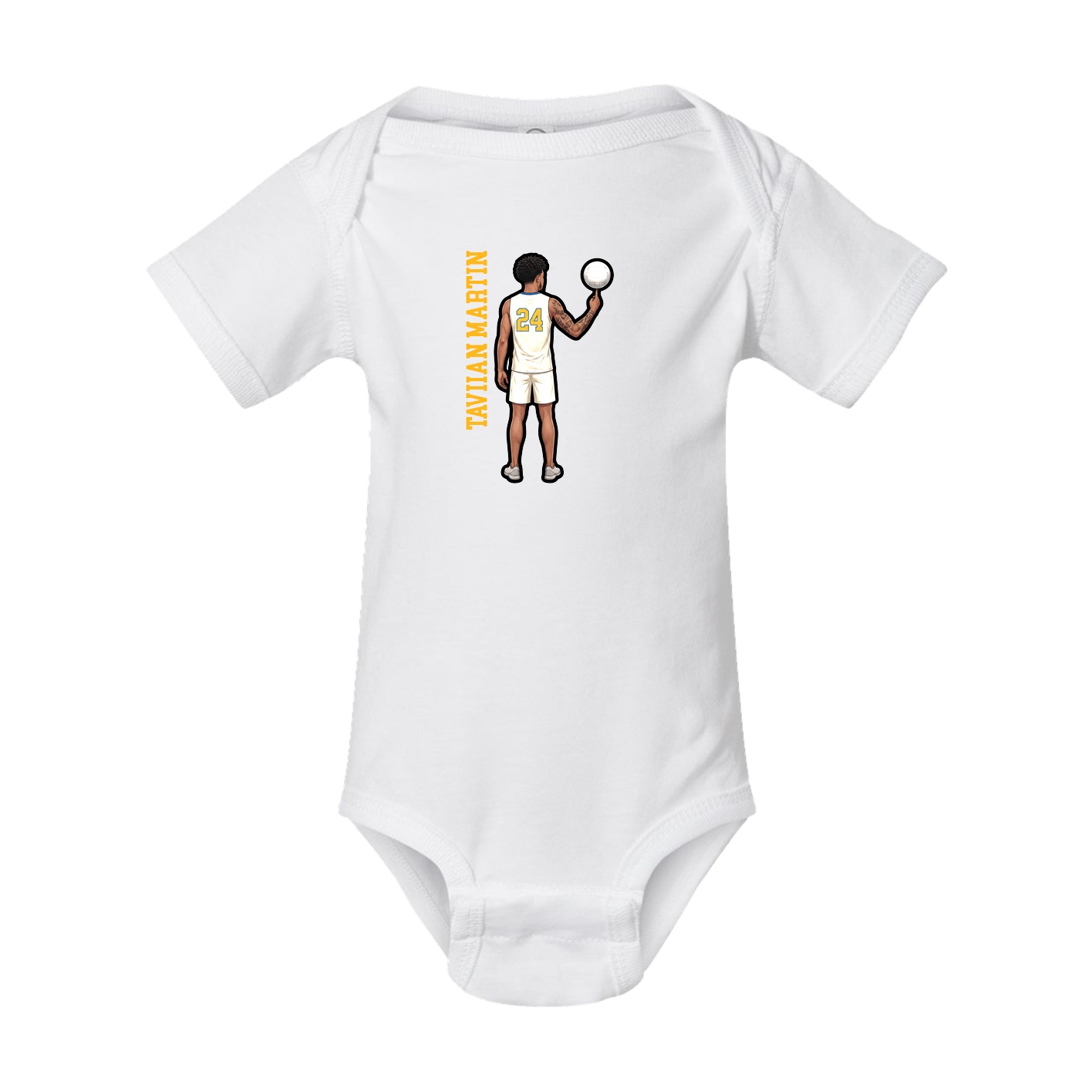 Baby Onesie — Name Vertical in White