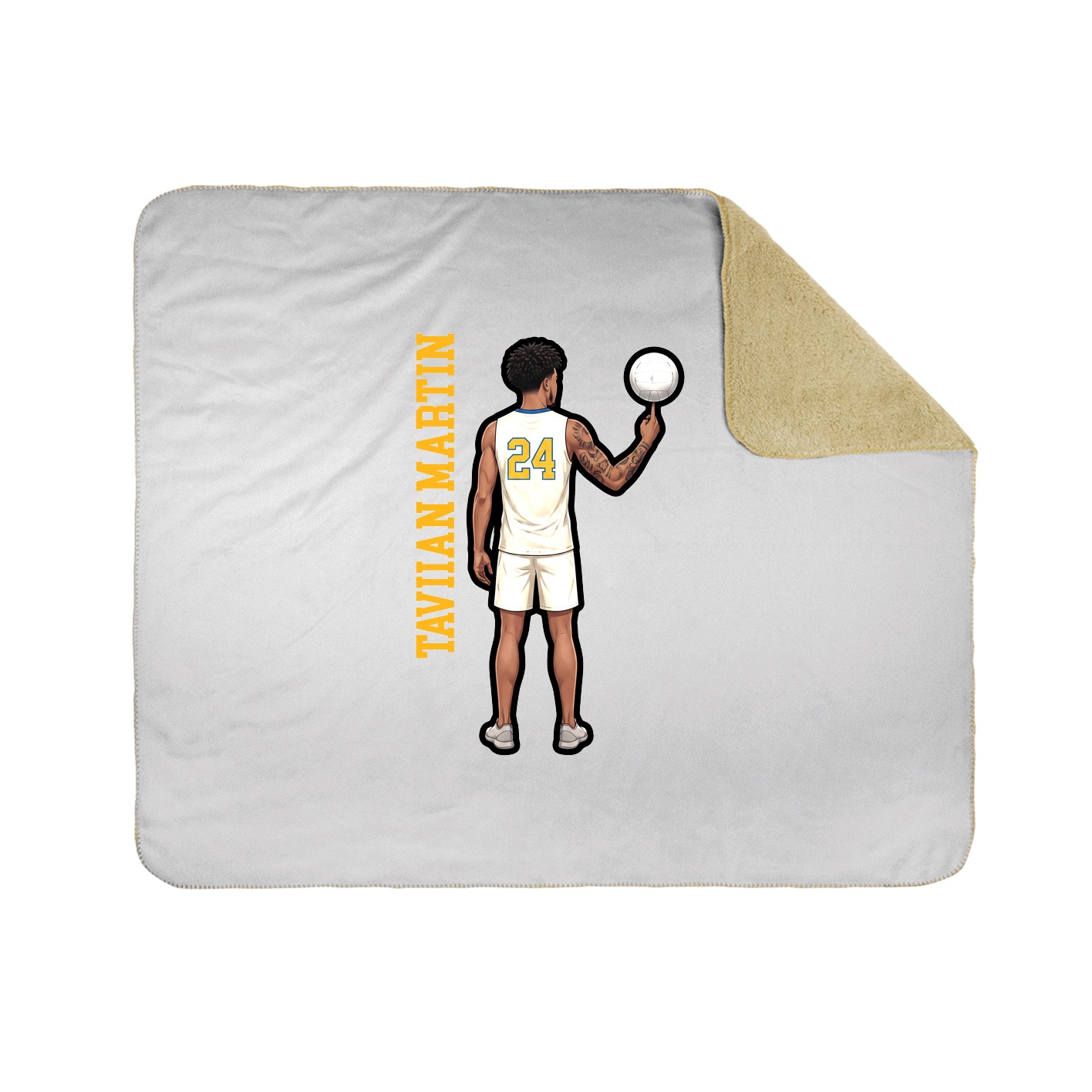 Throw Blanket — Name Vertical in White