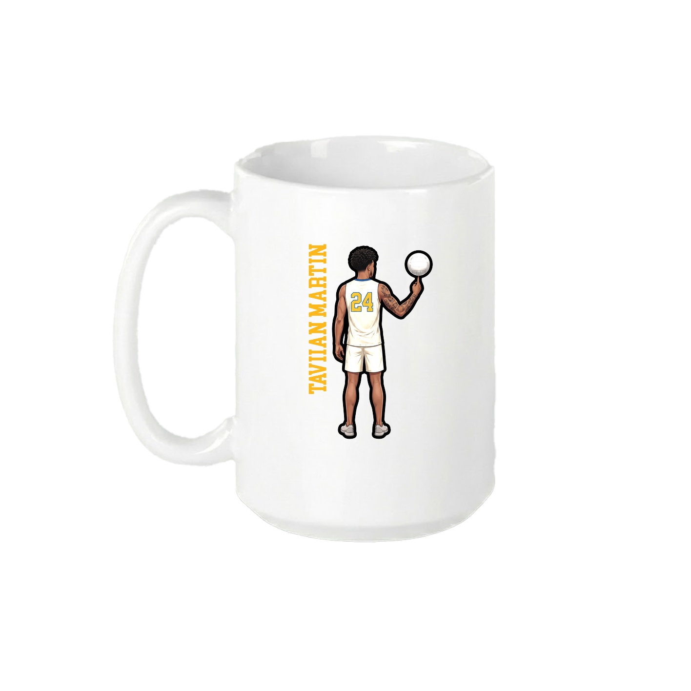 15oz Coffee Mug — Name Vertical in White