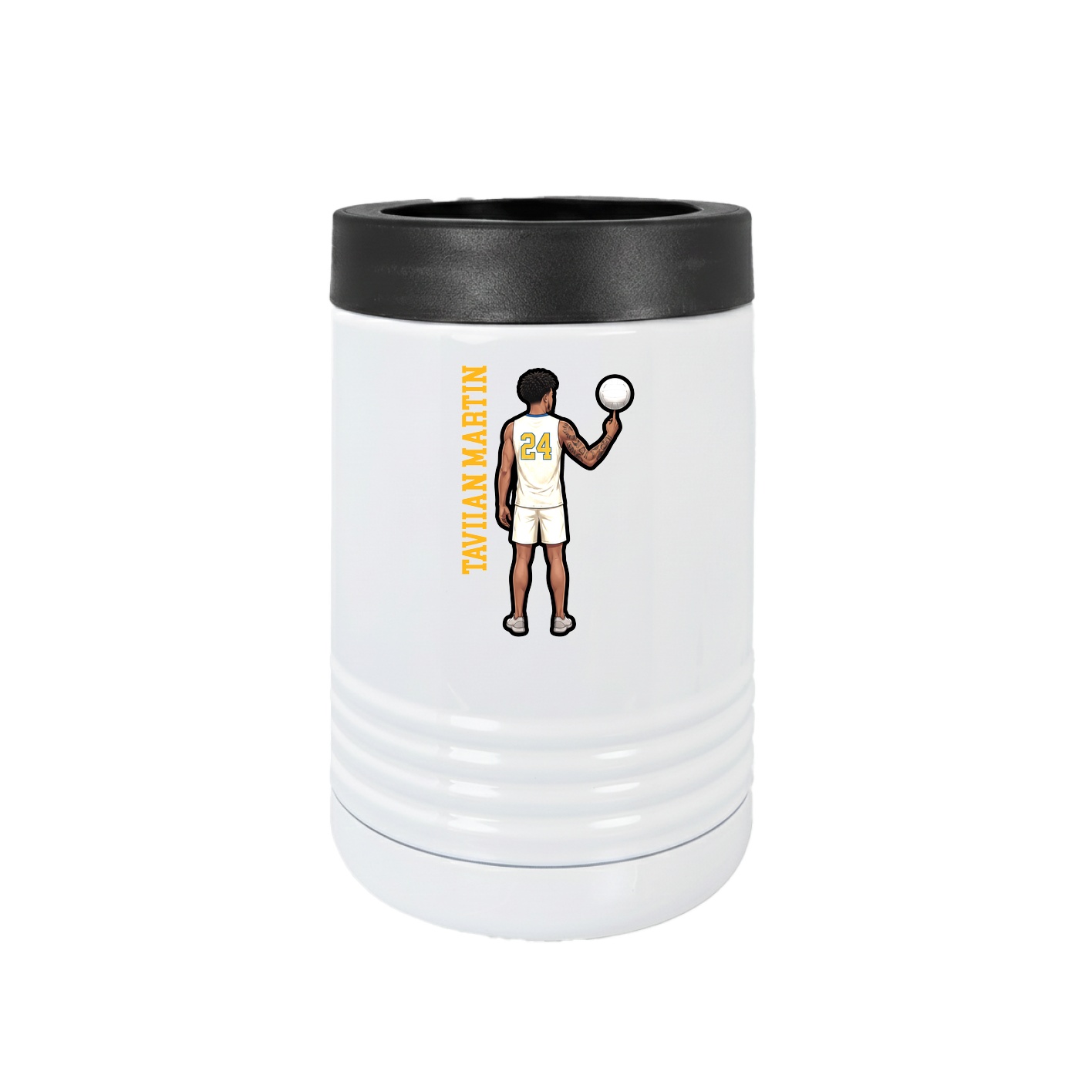 Beverage Holder — Name Vertical in White