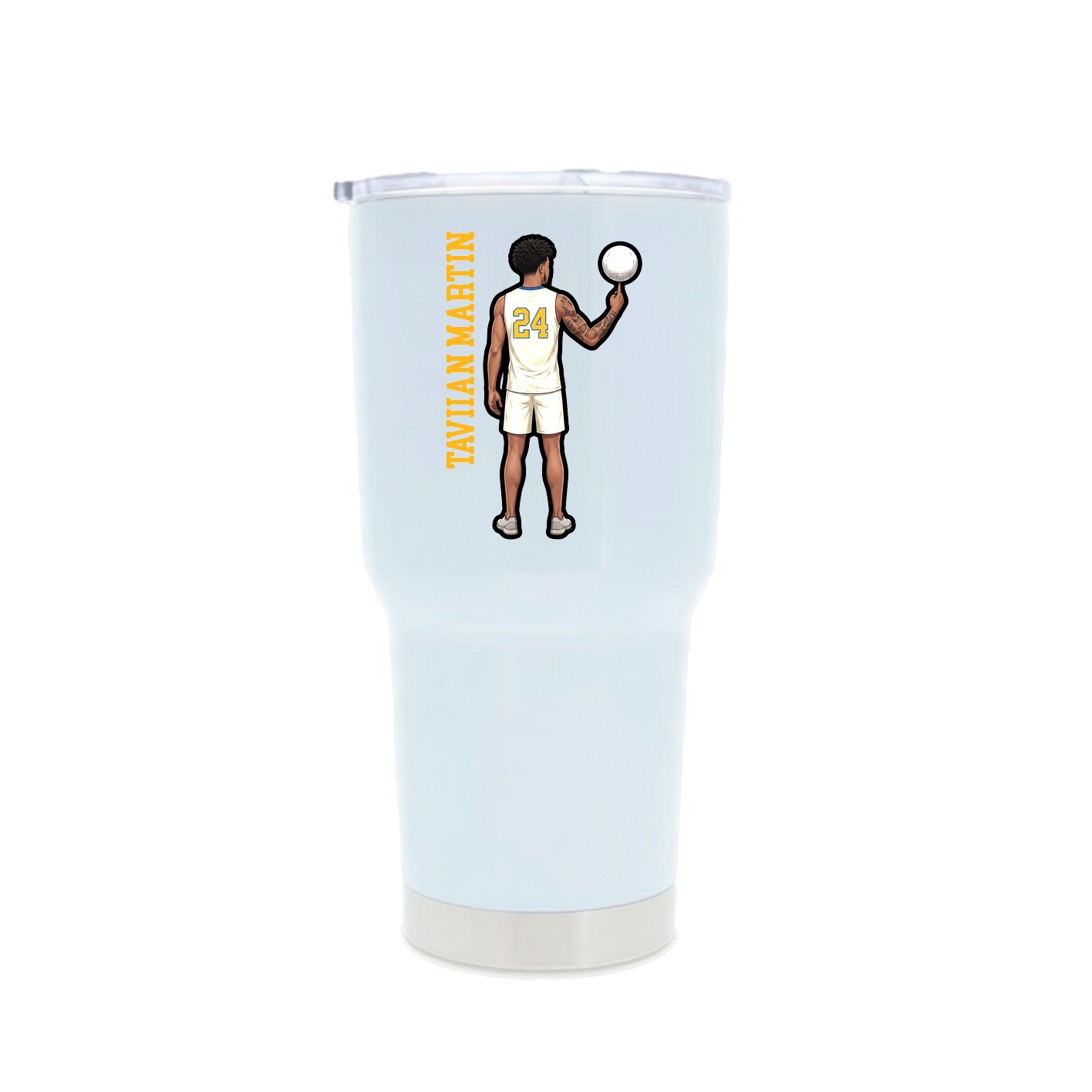 30oz Stainless Steel Tumbler — Name Vertical in White