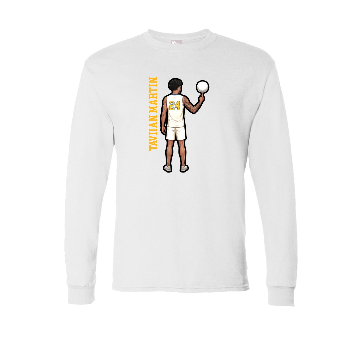 Long Sleeve Tee — Name Vertical in White