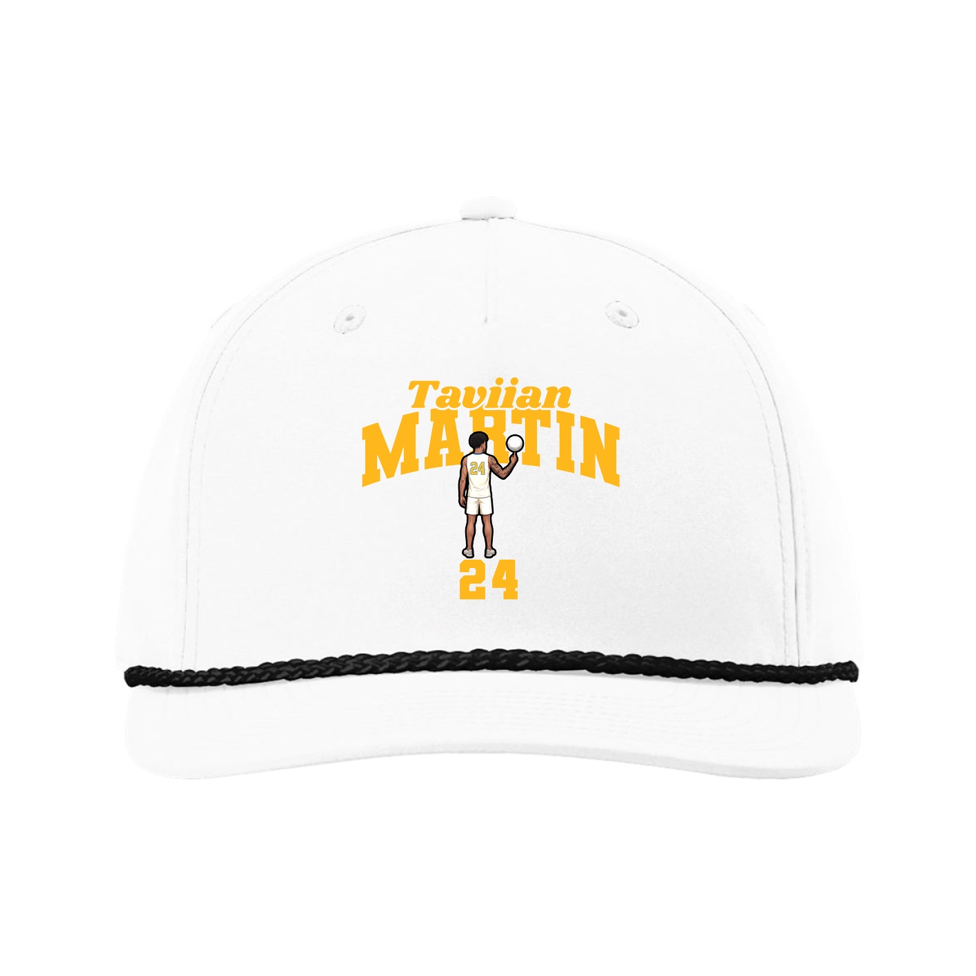 Five-Panel Classic Rope Cap — Signature Arch in White