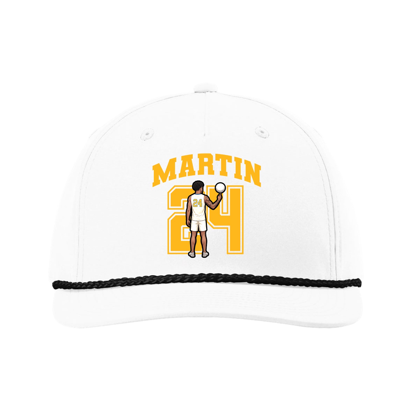 Five-Panel Classic Rope Cap — Number in White