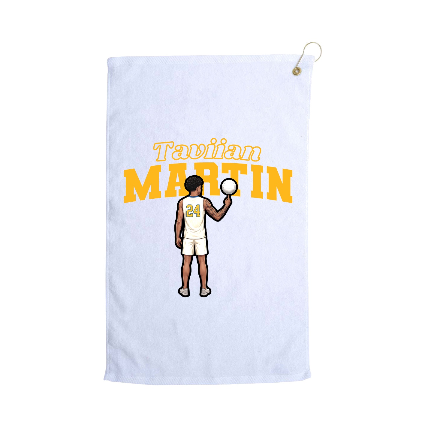 Golf Towel — Name Arch in White