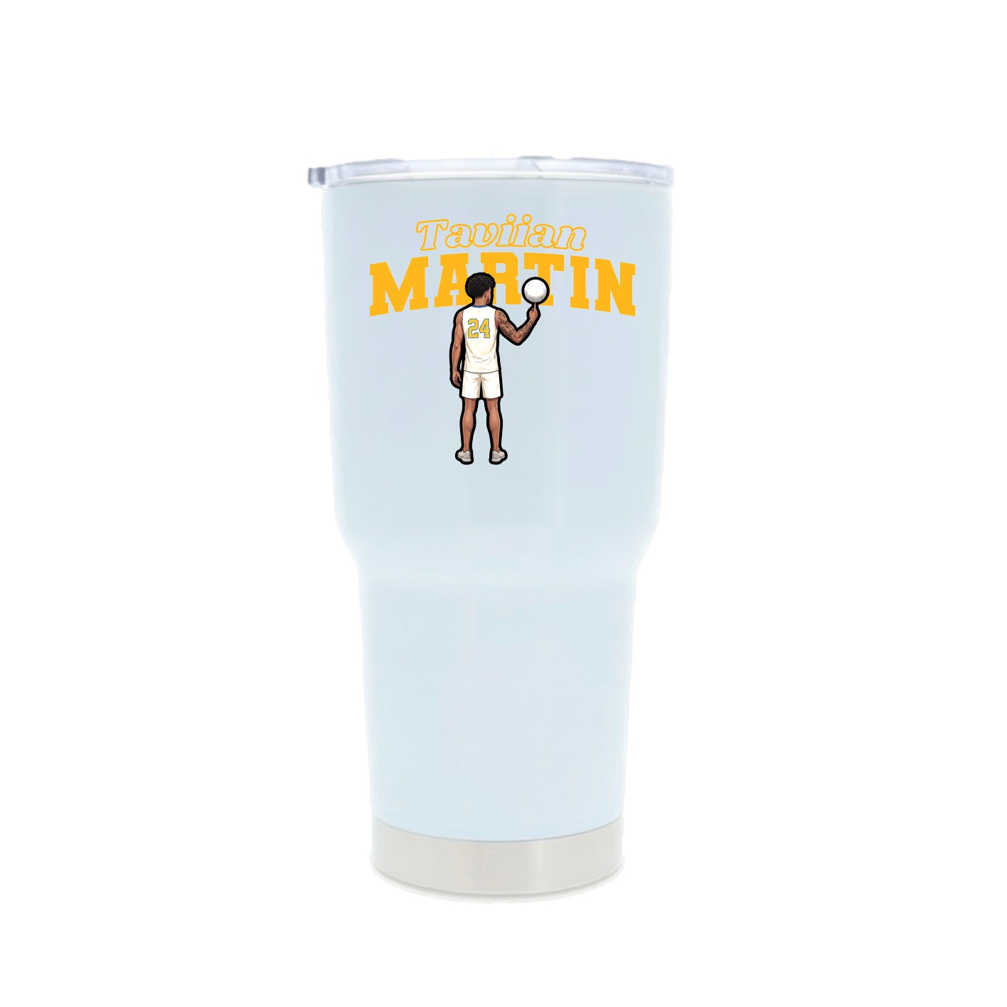 30oz Stainless Steel Tumbler — Name Arch in White