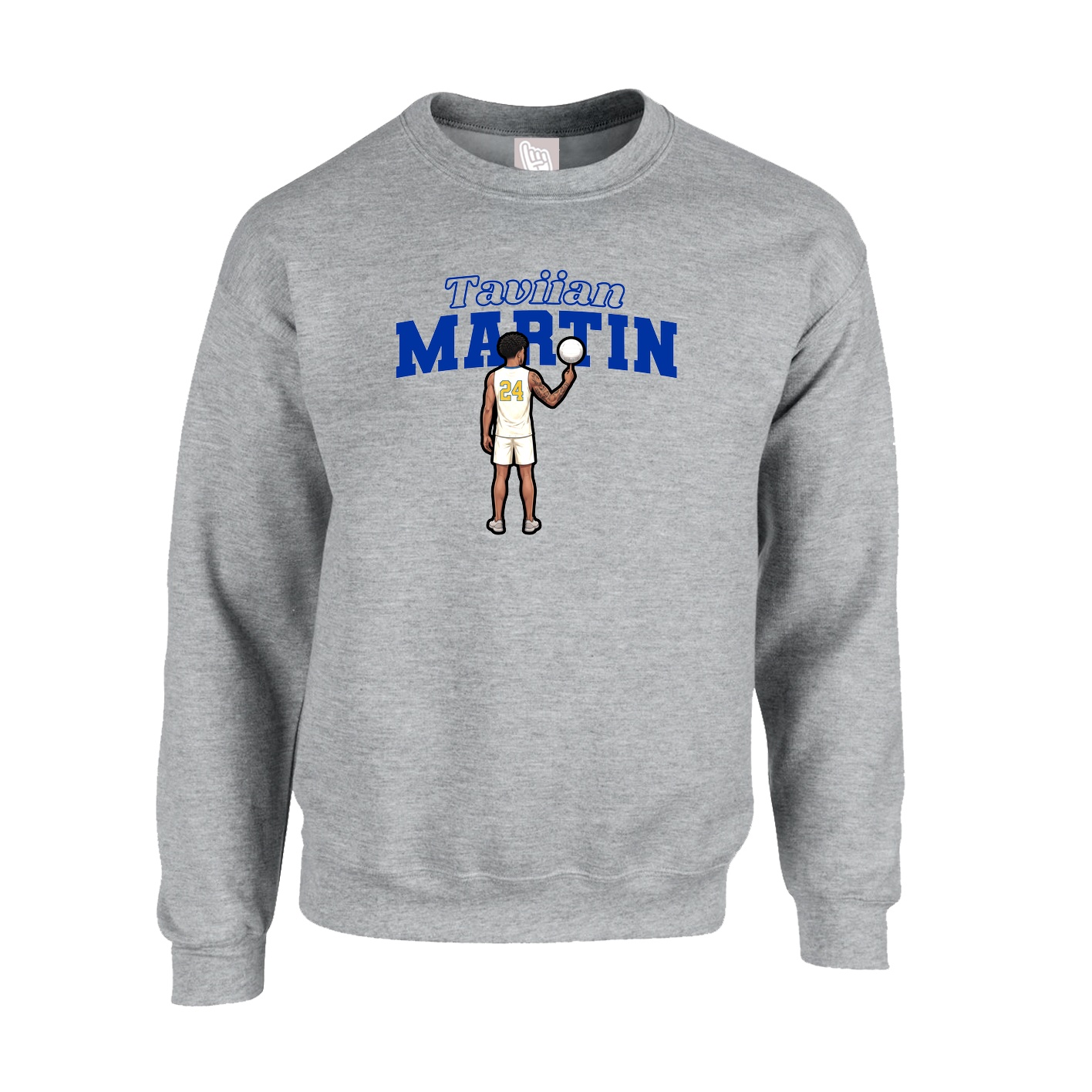 Fleece Crew — Name Arch in Grey