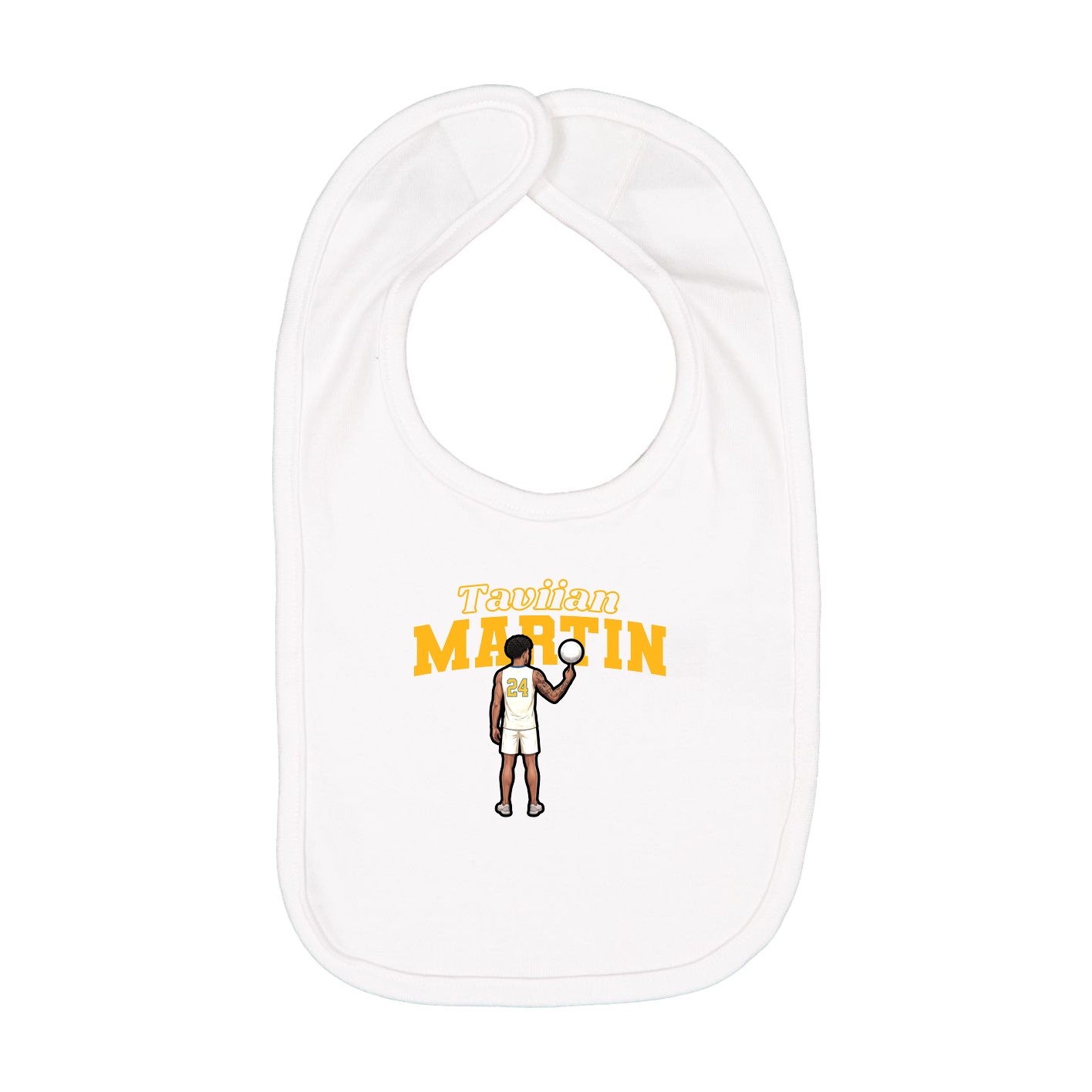 Infant Bib — Name Arch in White