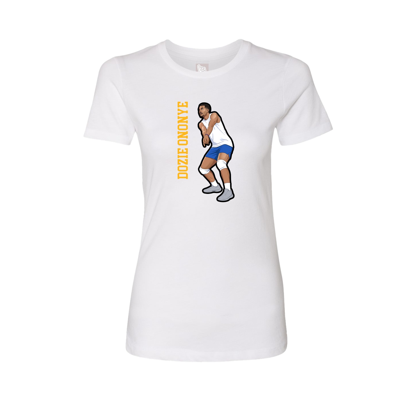 Fitted Women's Tee — Name Vertical in White