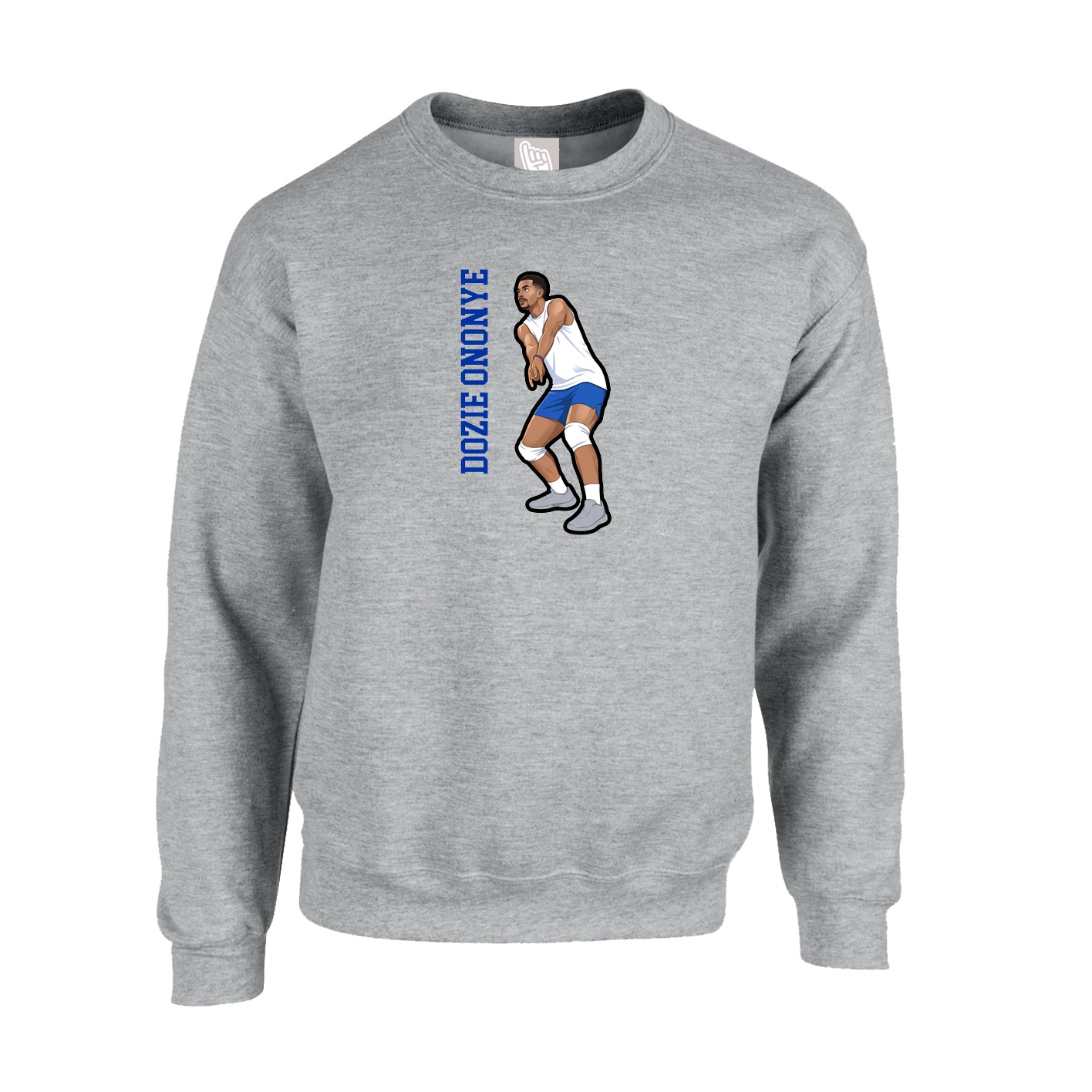 Fleece Crew — Name Vertical in Grey